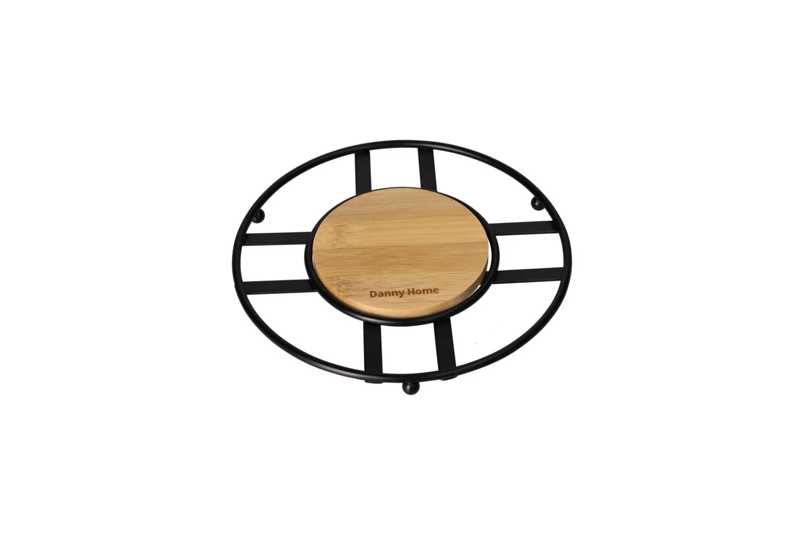 Metal and Bamboo Circle Trivet