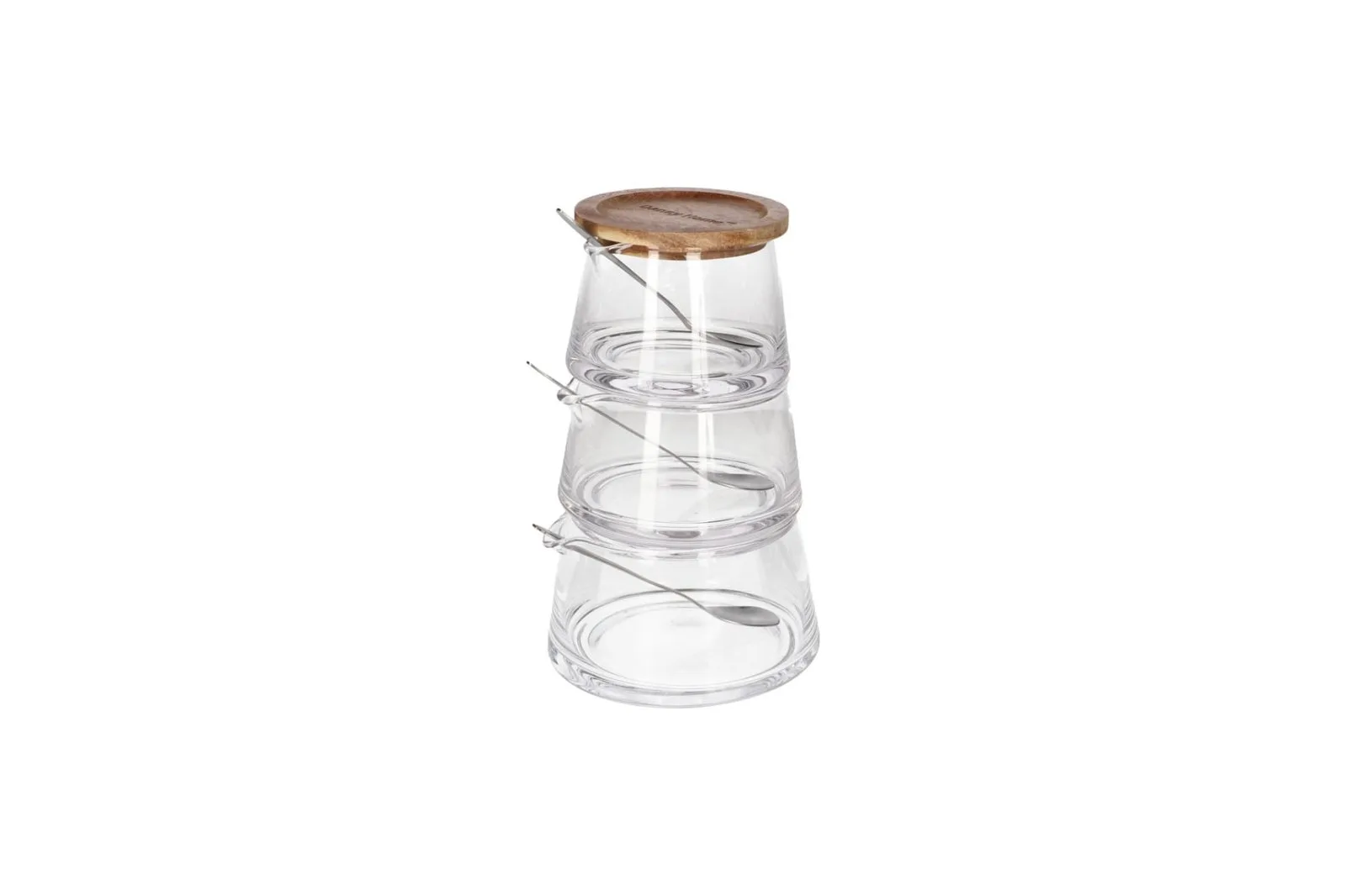 3 Layer Stackable Glass Spice Jars with Spoons