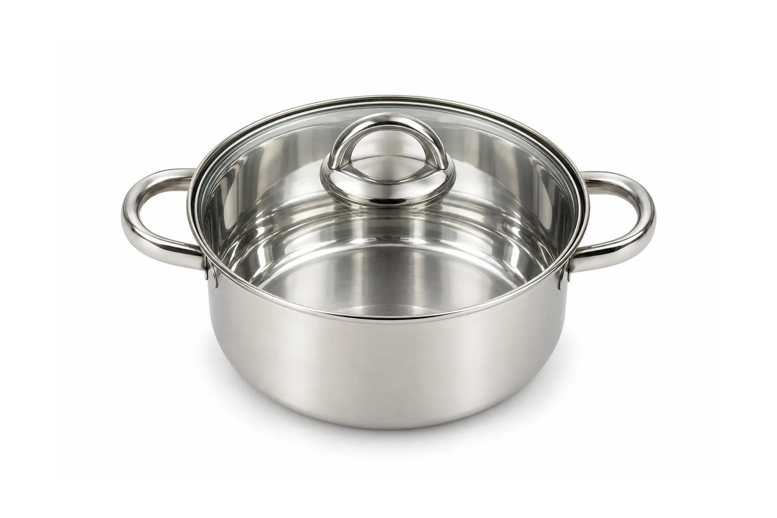 Stainless Steel Premium Polished Casserole with Glass Lid 24 cm – 5.8 L