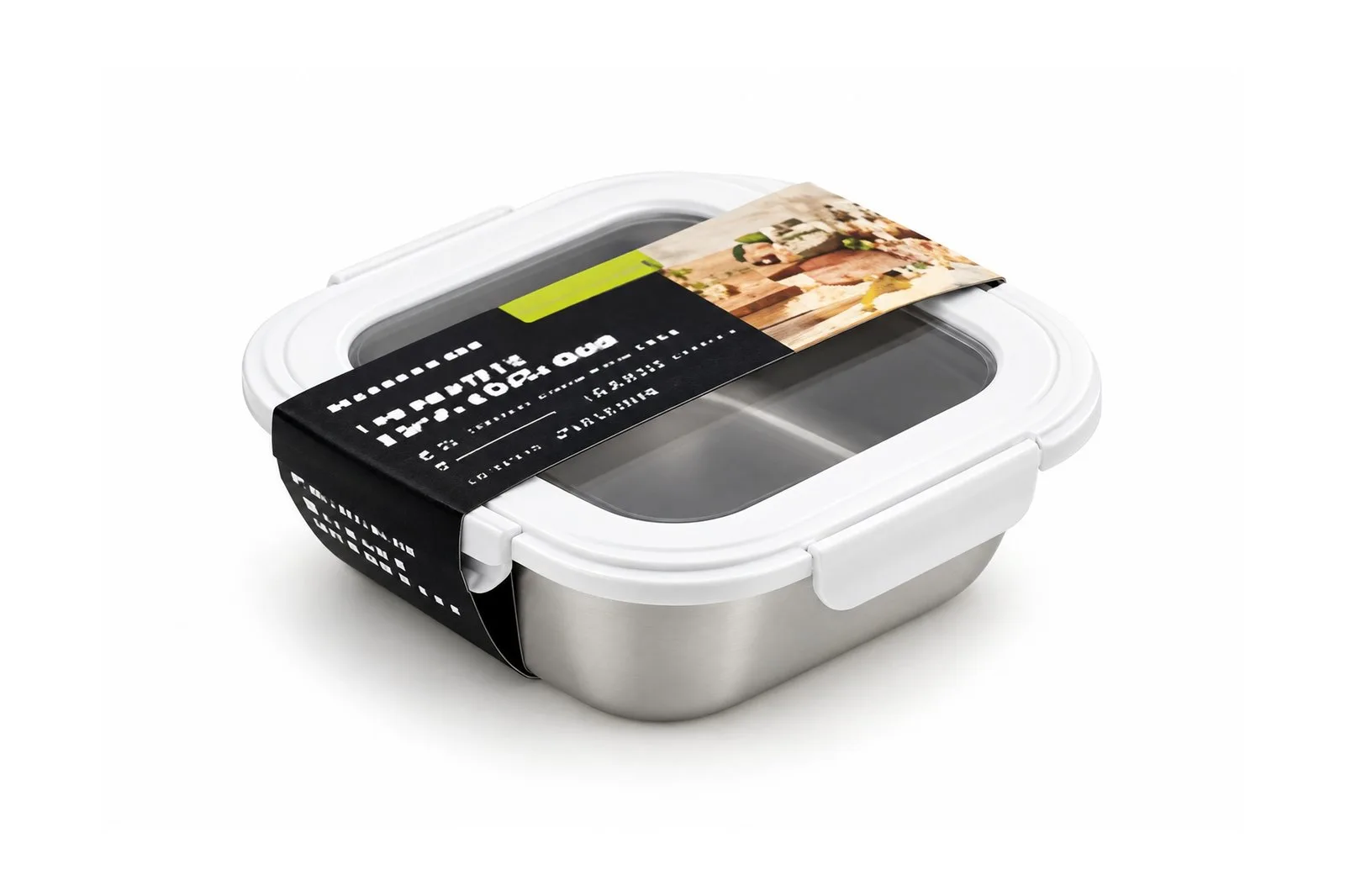 Stainless Steel 304 Food Container 750 ml Glass Lid – Black Round