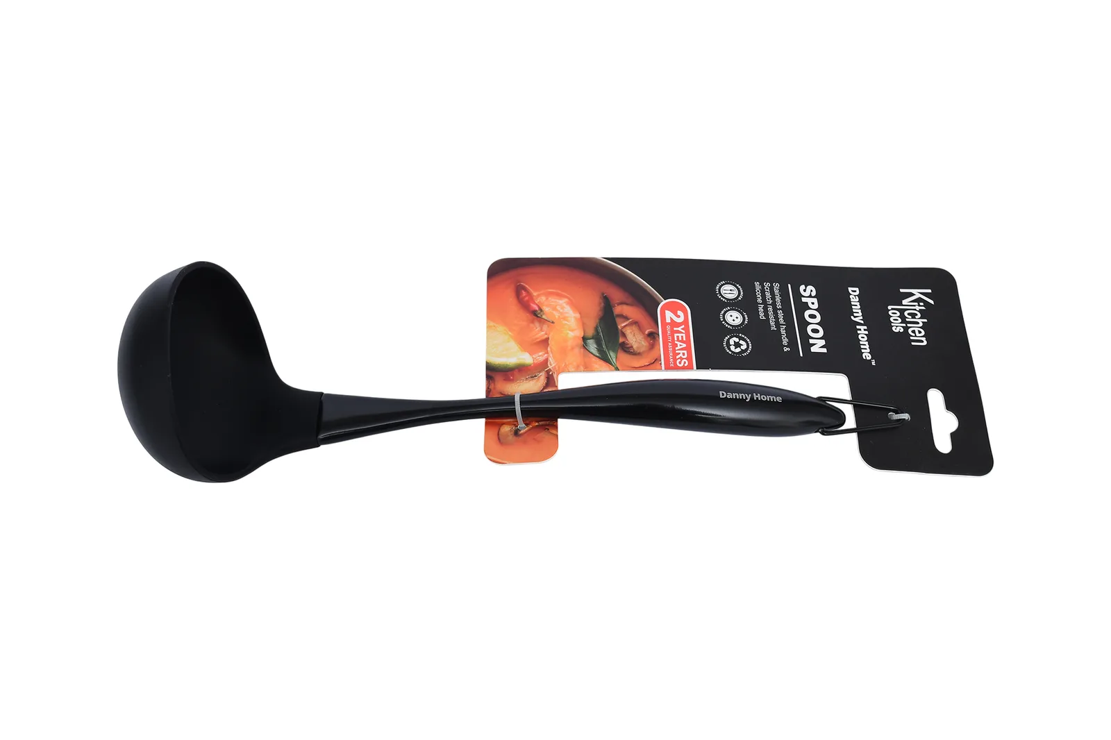 Silicone Soup Ladle with Black Steel Handle 29 cm