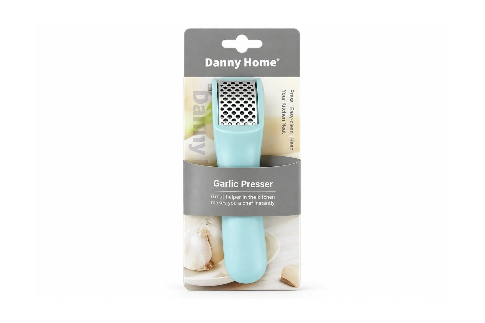 Stainless Steel Garlic Press 16 cm – Blue