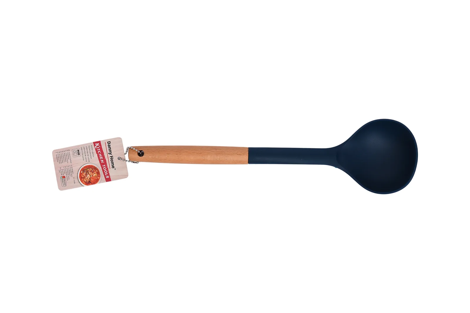 Silicone Soup Ladle with Wooden Handle 33.5 cm – Beige