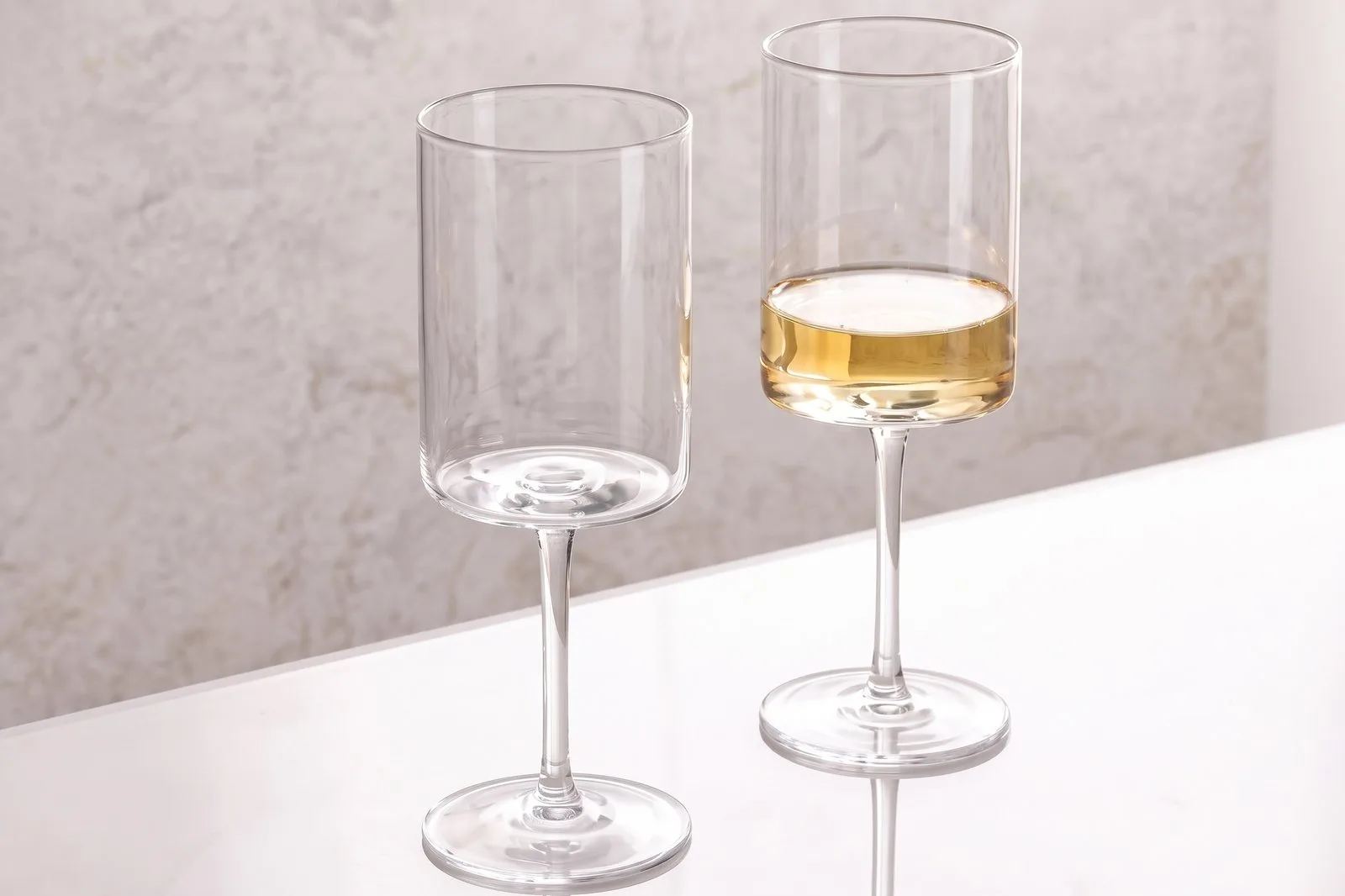 Crystal Clear Stemmed Glass Set 2 pcs 320 ml – Cylinder Bowl 19.5 cm