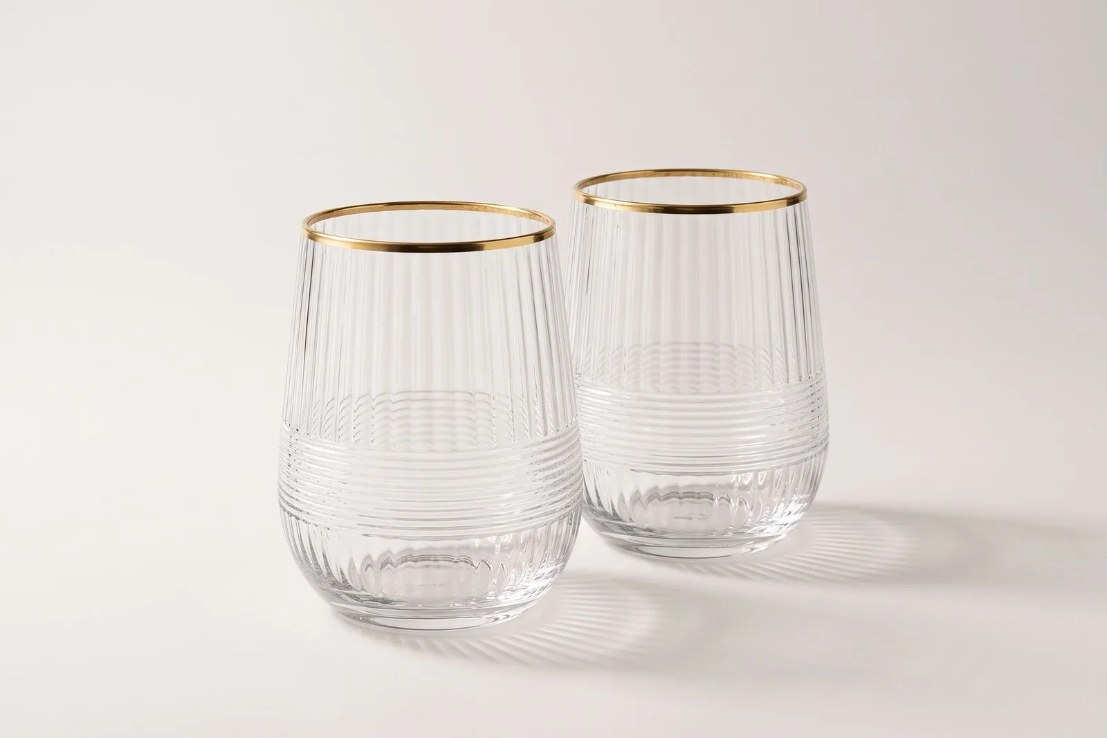 Stemmed Glass Set 2 pcs 400 ml – Gold Rim