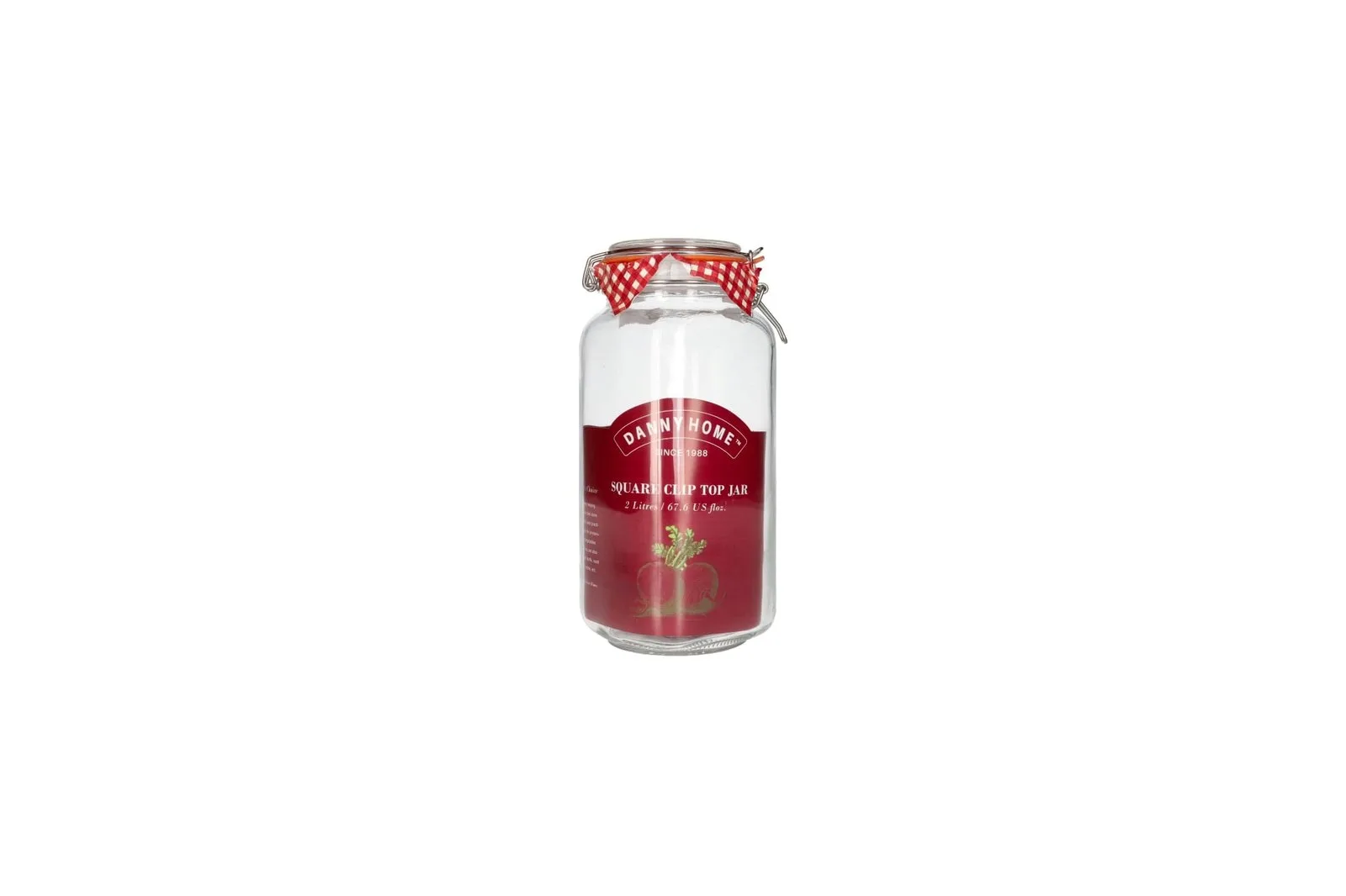Square Glass Clip Top Jar 2 L