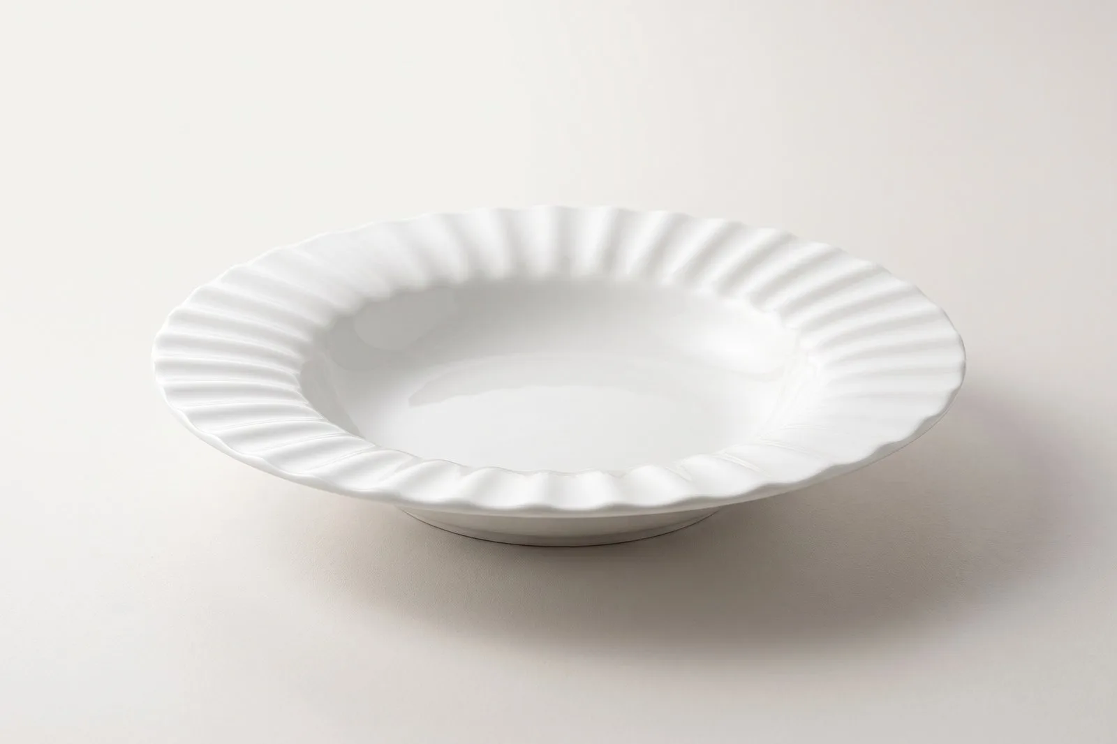 Porcelain Deep Plate 8.9″ – 22.7 cm – White Ruffled