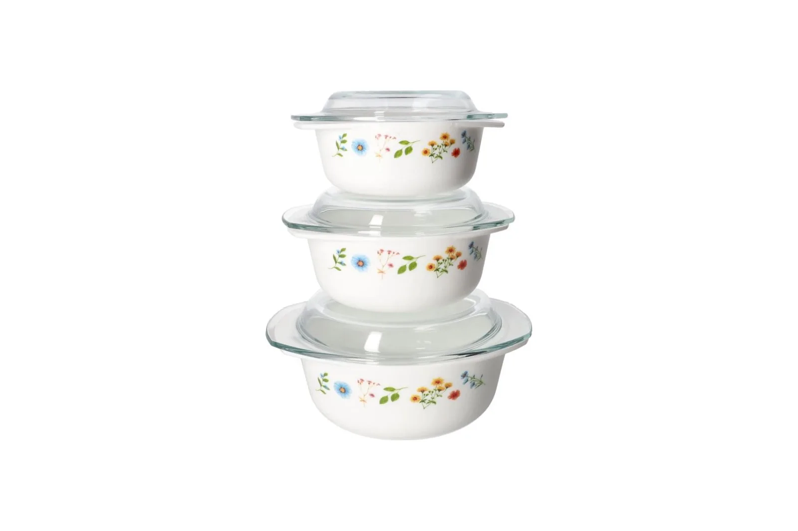 Opal Glass Casserole Set with Lids 3 Pcs