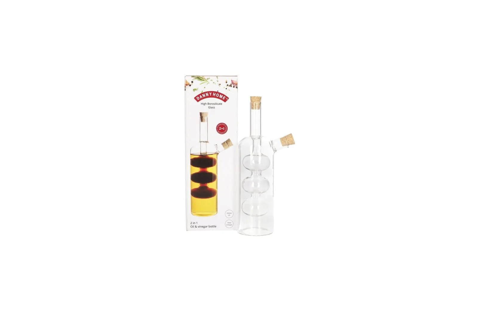 Glass 2 in 1 Oil and Vinegar Bottle 320 ml