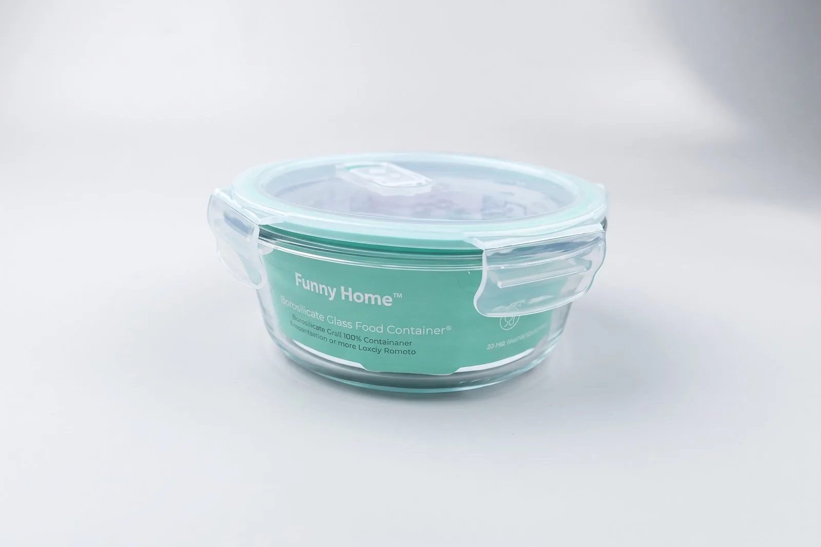 Round Glass Food Container 635 ml – Mint Locking Lid