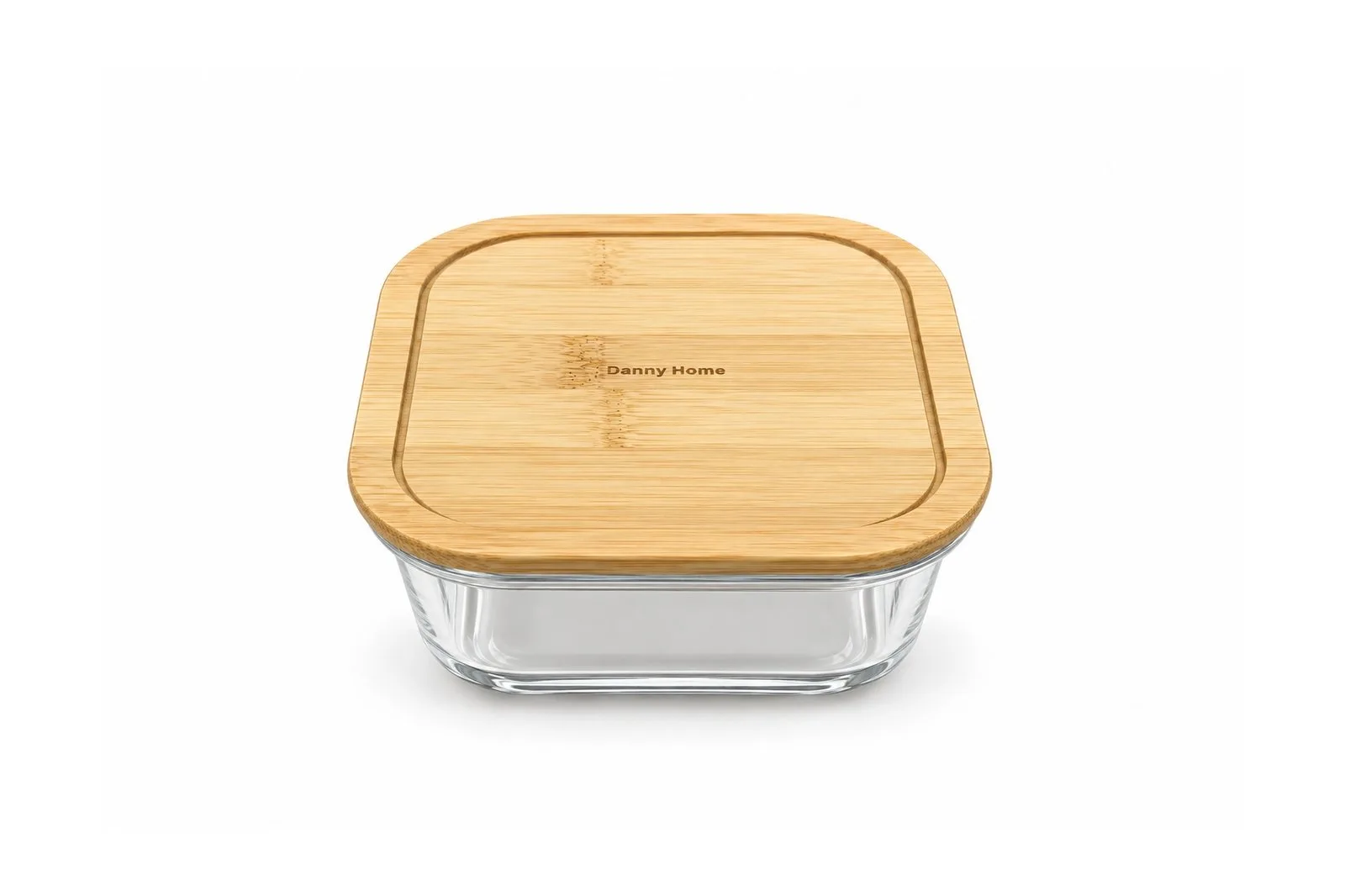 Square Glass Food Container with Bamboo Lid 800 ml