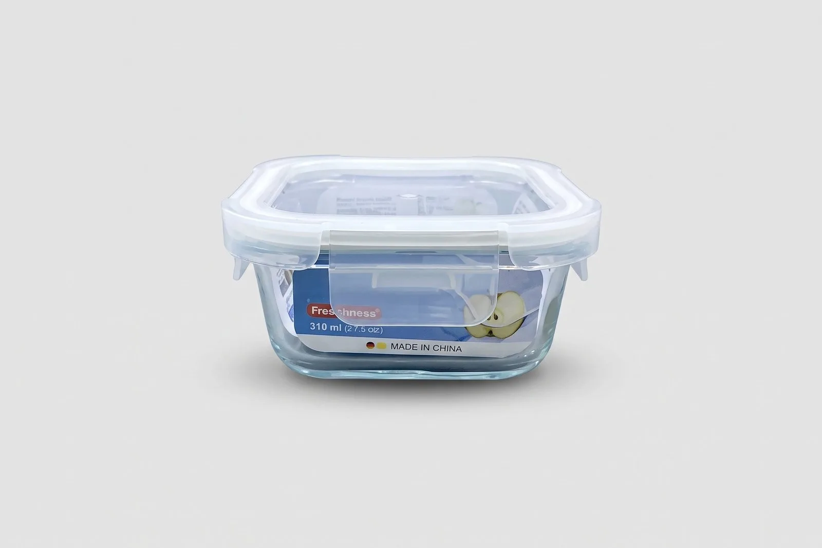 Square Glass Food Container 310 ml – Clear Locking Lid