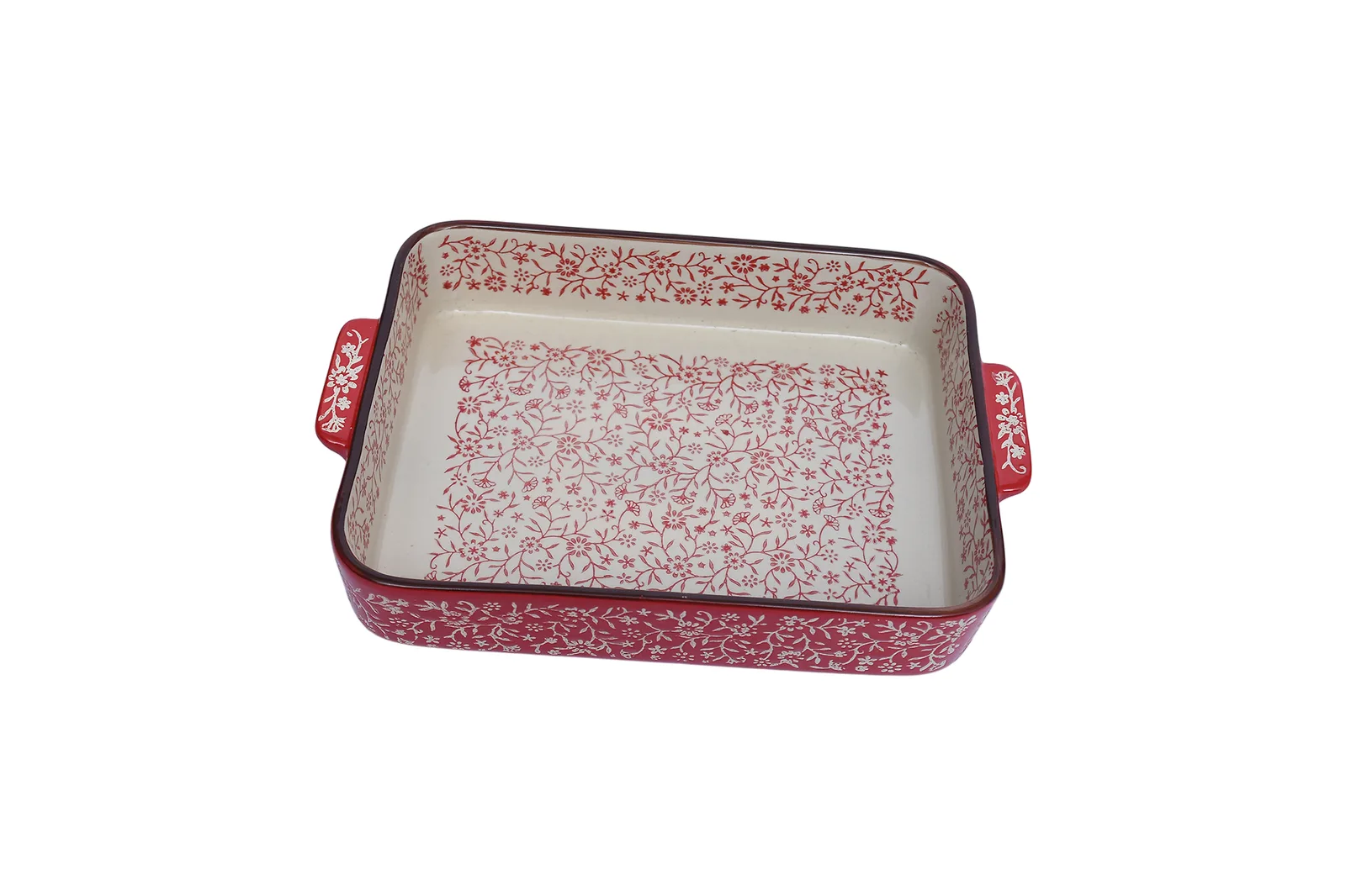 Porcelain Rectangular Baking Dish 12.5″ – 31 cm – Cream & Red Floral