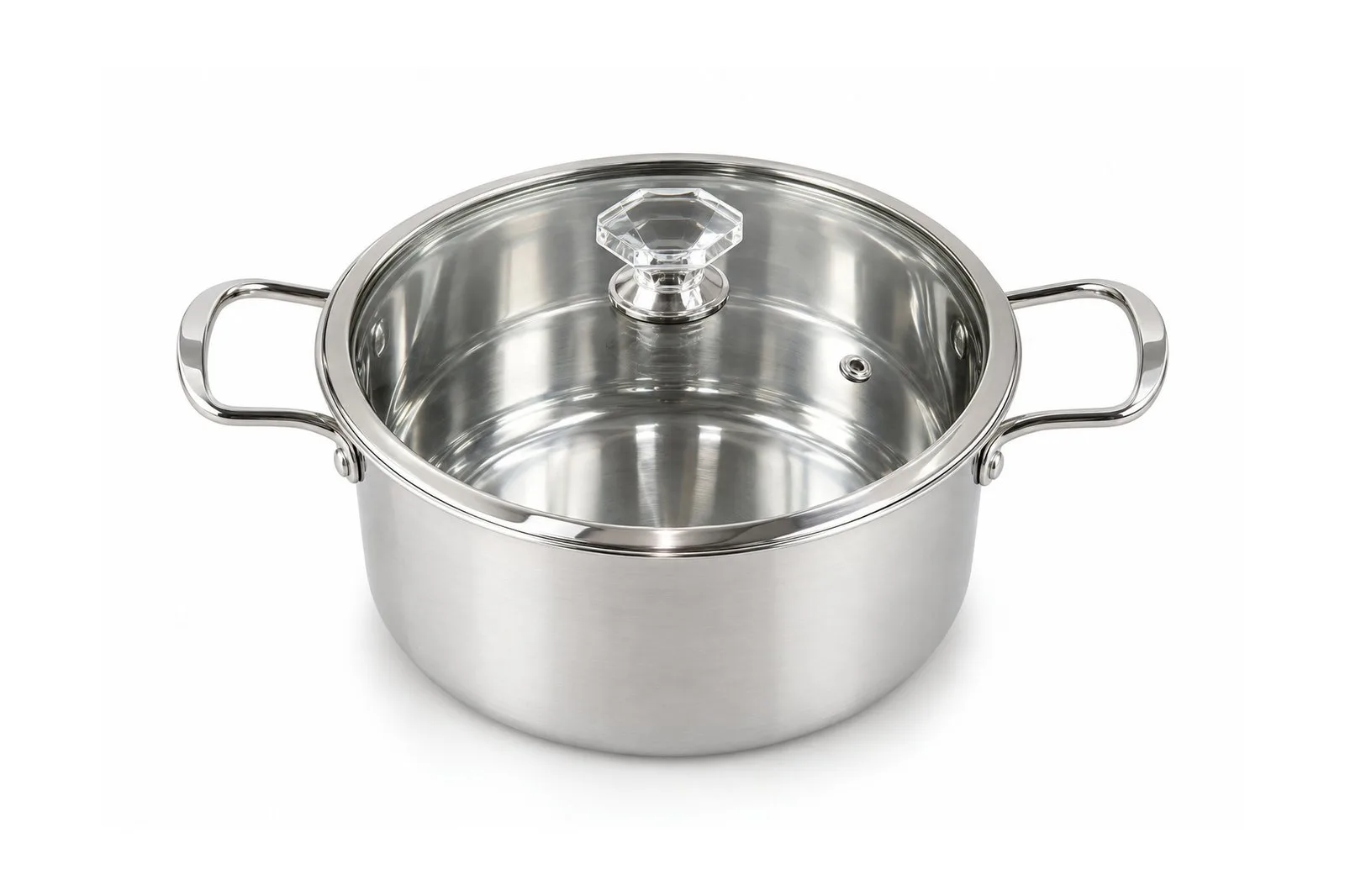 Stainless Steel Satin Finish Casserole with Glass Lid 24 cm – 5.8 L