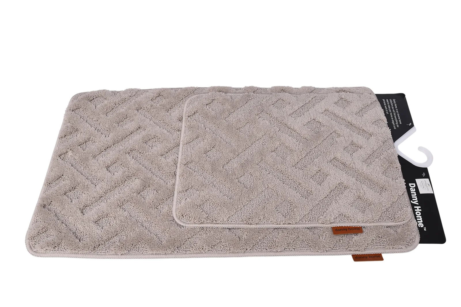 Non-Slip Mat Set 2 pcs 50 x 80 + 50 x 40 cm – Grey Embossed