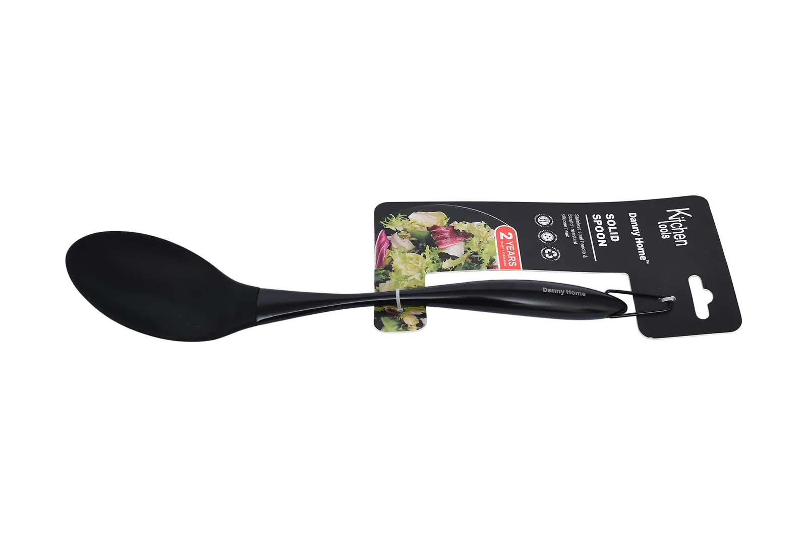 Silicone Cooking Spoon with Black Steel Handle 32 cm
