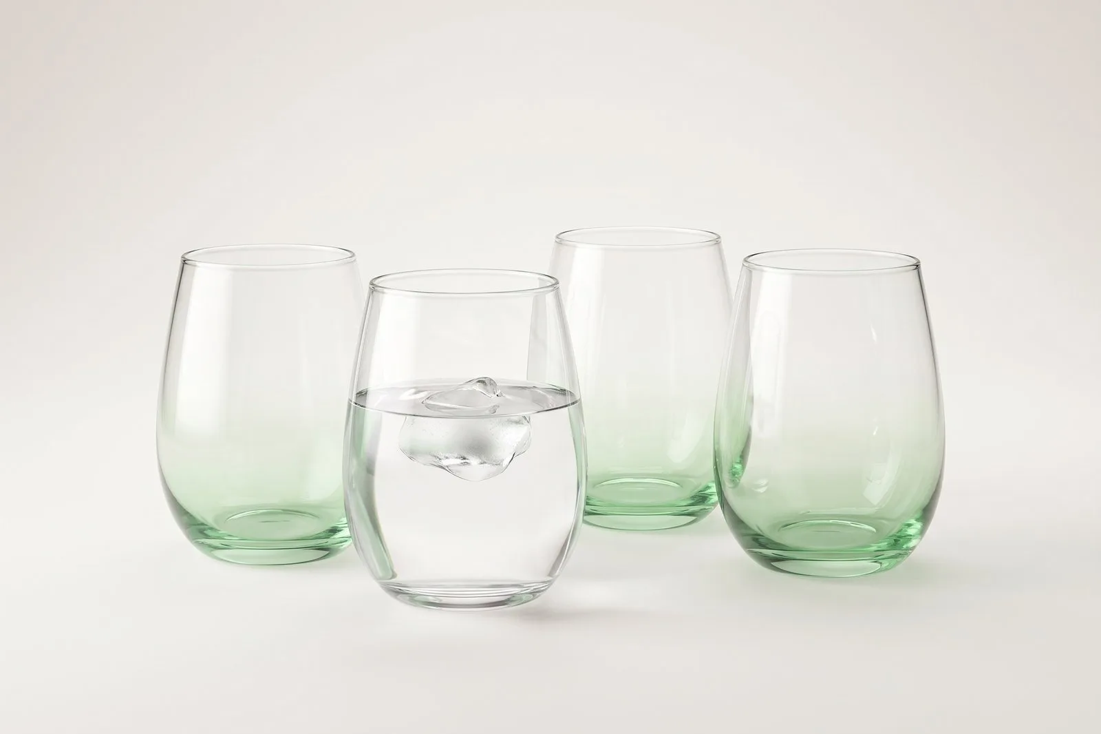 Glass Tumbler Set 4 pcs 330 ml – Green Ombre Stemless