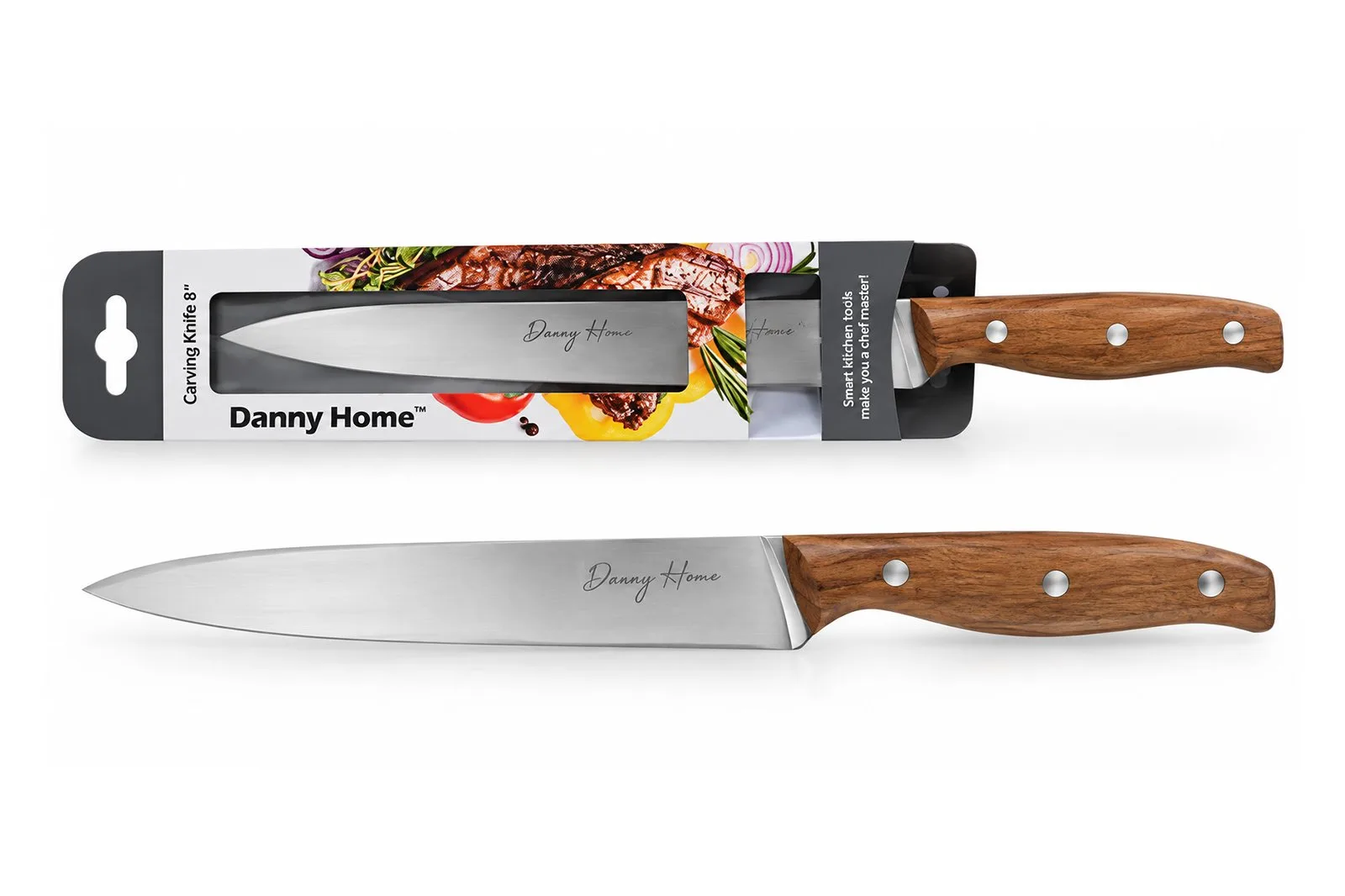 Stainless Steel Carving Knife 8″ with Acacia Wood Handle – 33 cm
