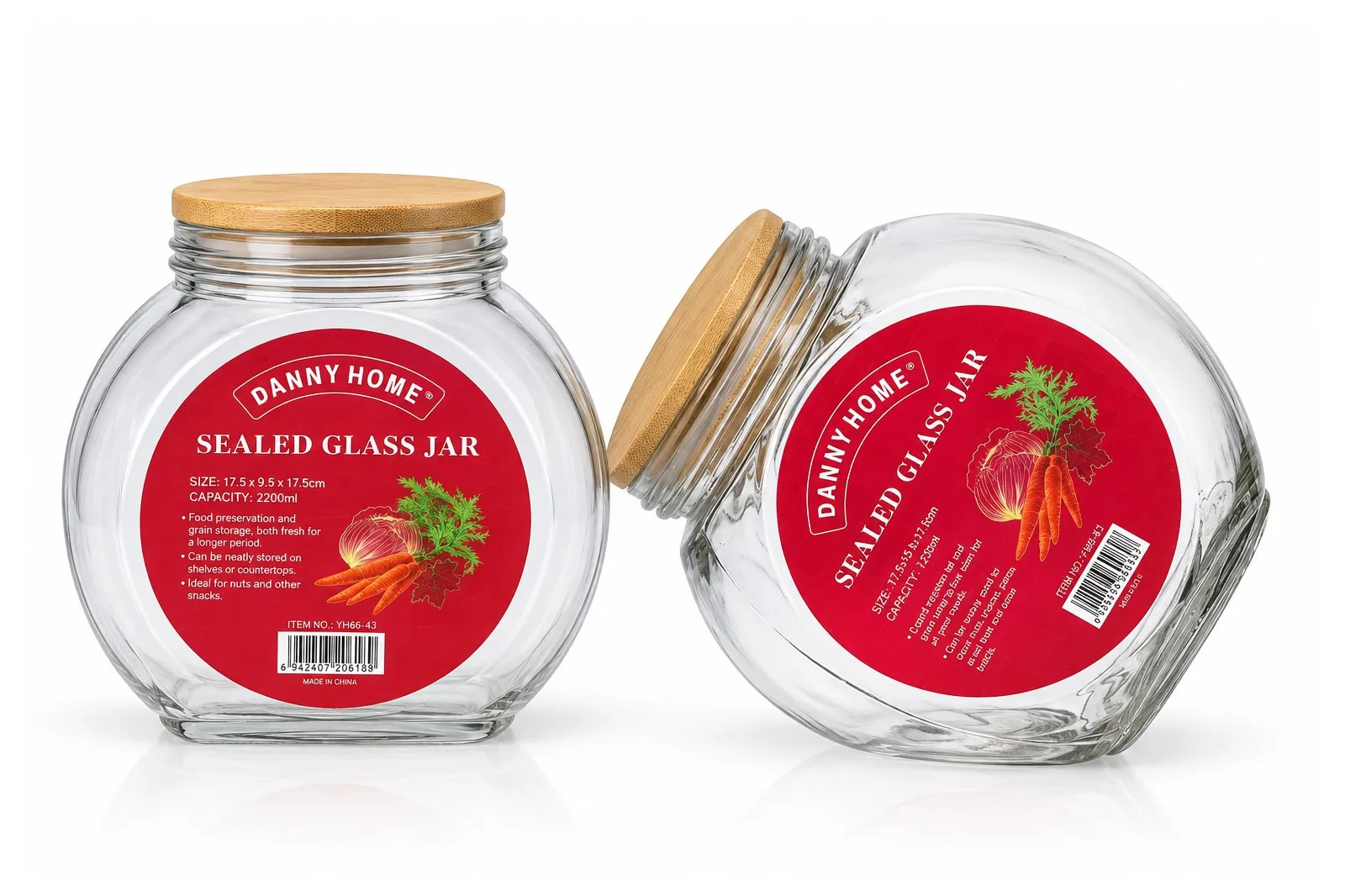 Glass Storage Jar with Bamboo Lid 2.2 L
