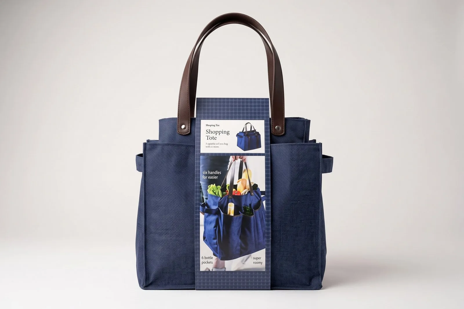 Waterproof Canvas Shopping Tote Bag – Navy