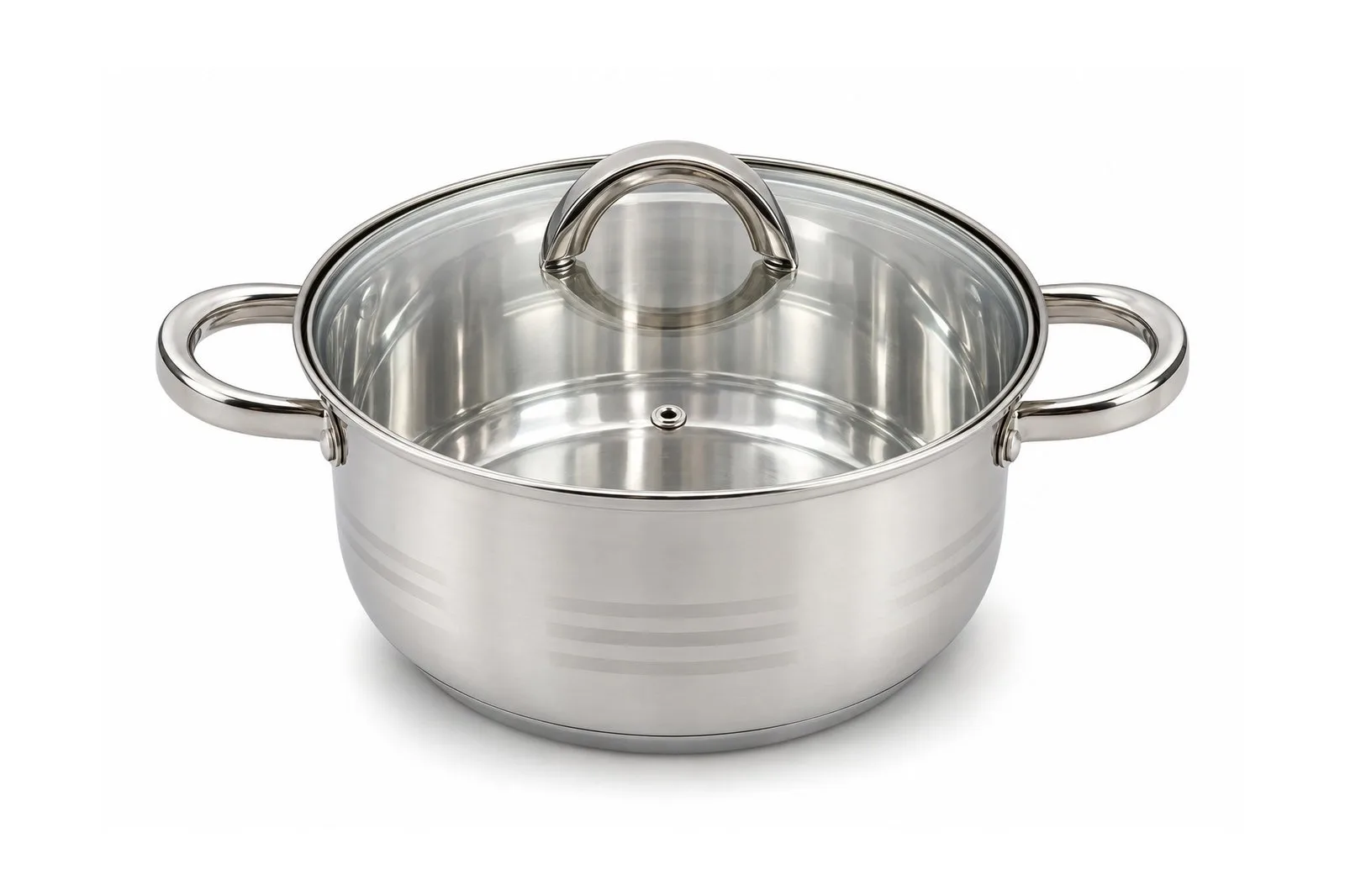 Stainless Steel Grooved Casserole with Glass Lid 22 cm – 4.5 L