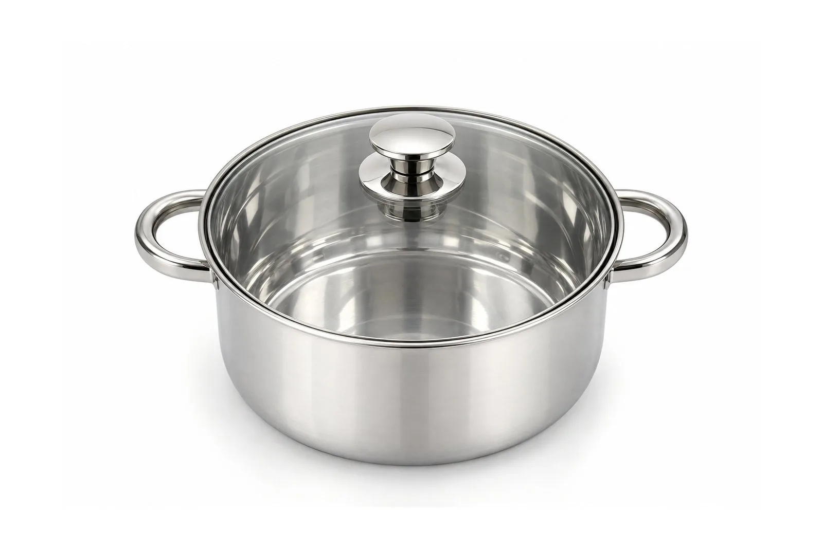 Stainless Steel Rounded Casserole with Glass Lid 22 cm – 4.7 L