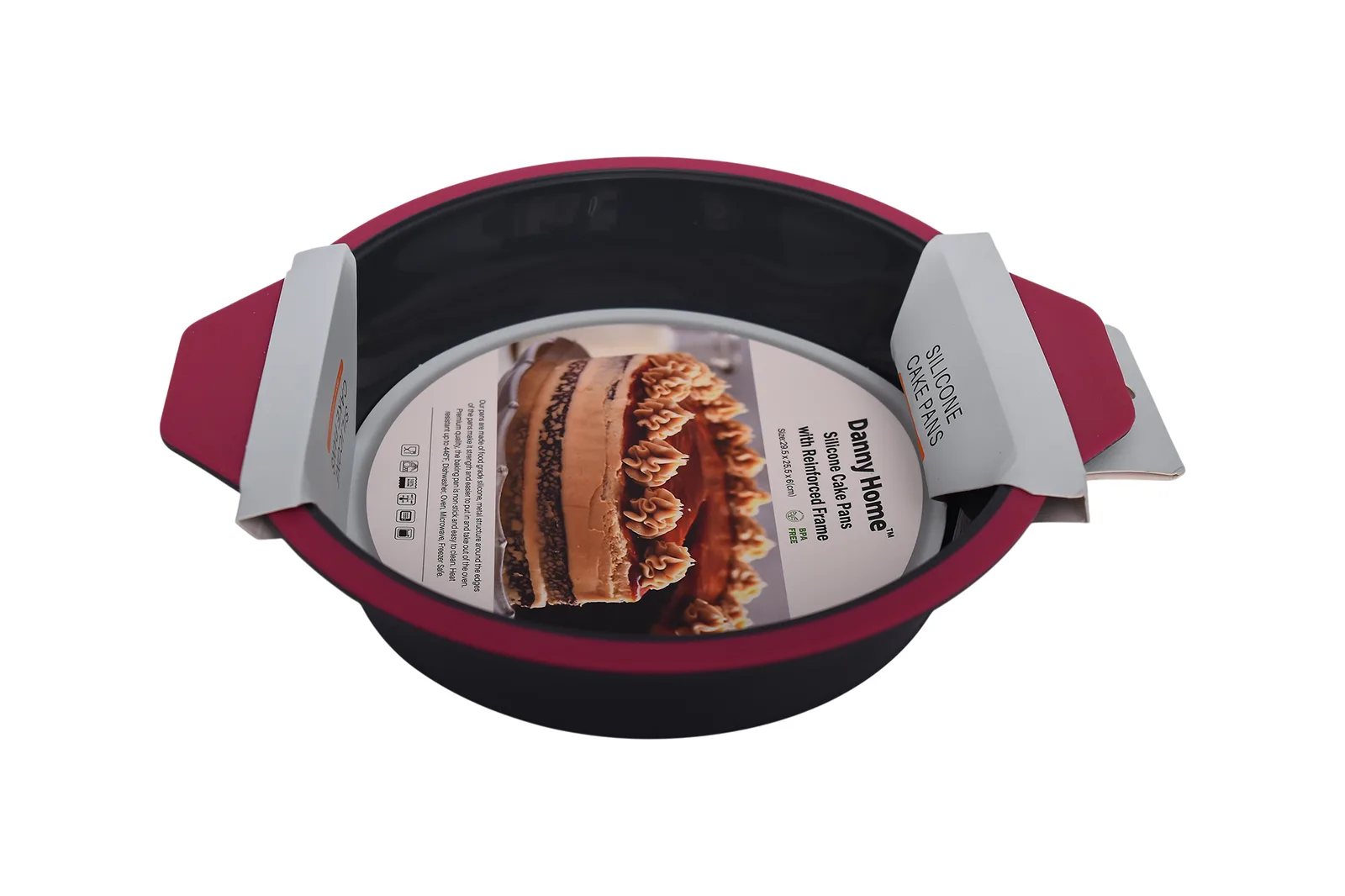 Silicone Round Cake Pan with Reinforced Frame – Grey and Pink