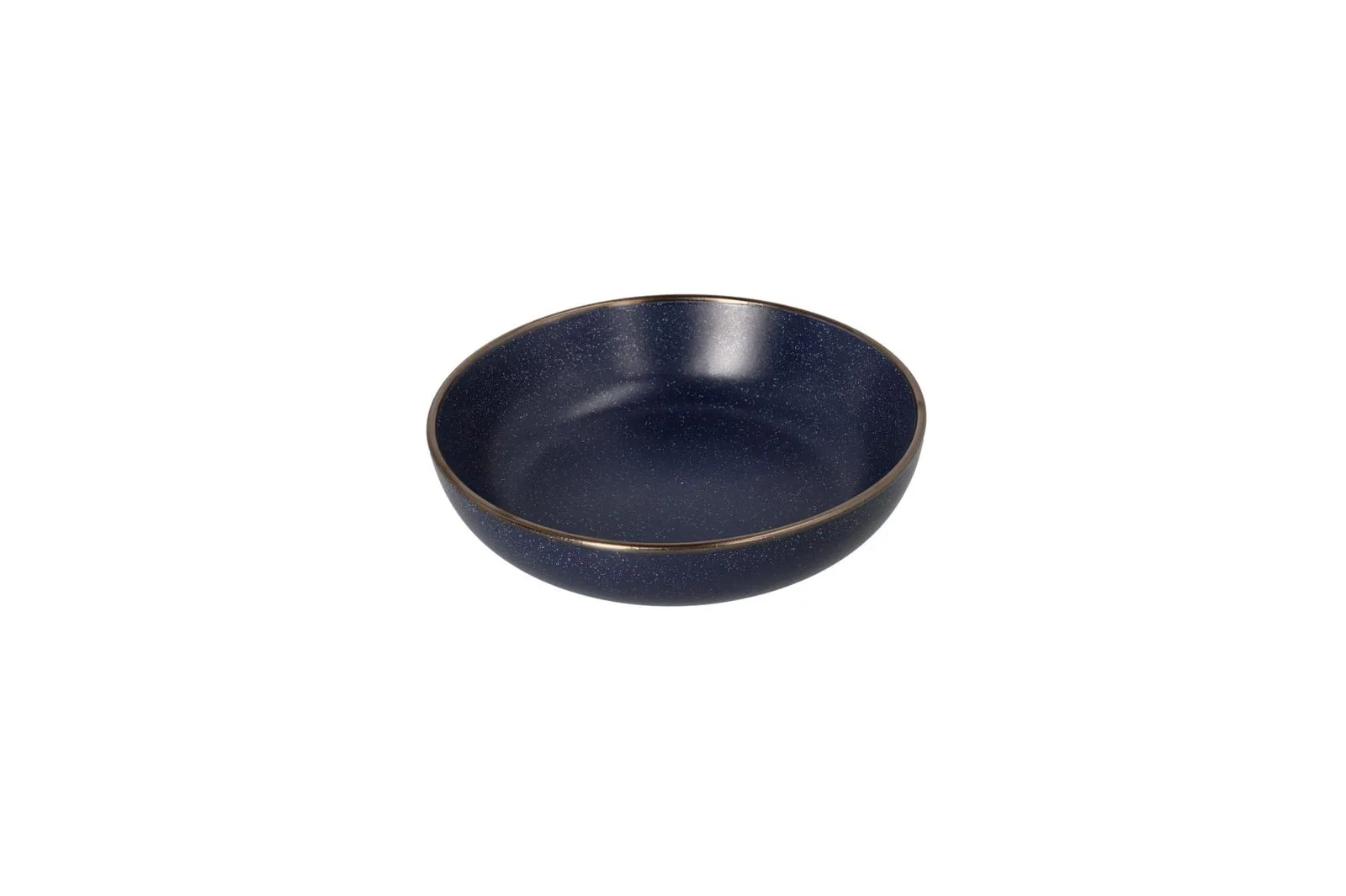 Porcelain Speckled Navy Deep Plate with Bronze Rim