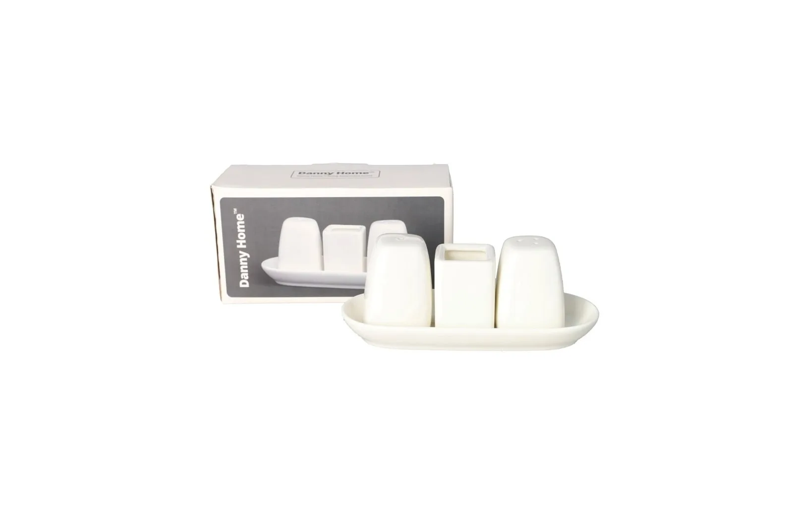 Porcelain Salt and Pepper Shakers with Toothpick Holder Set 4 Pcs