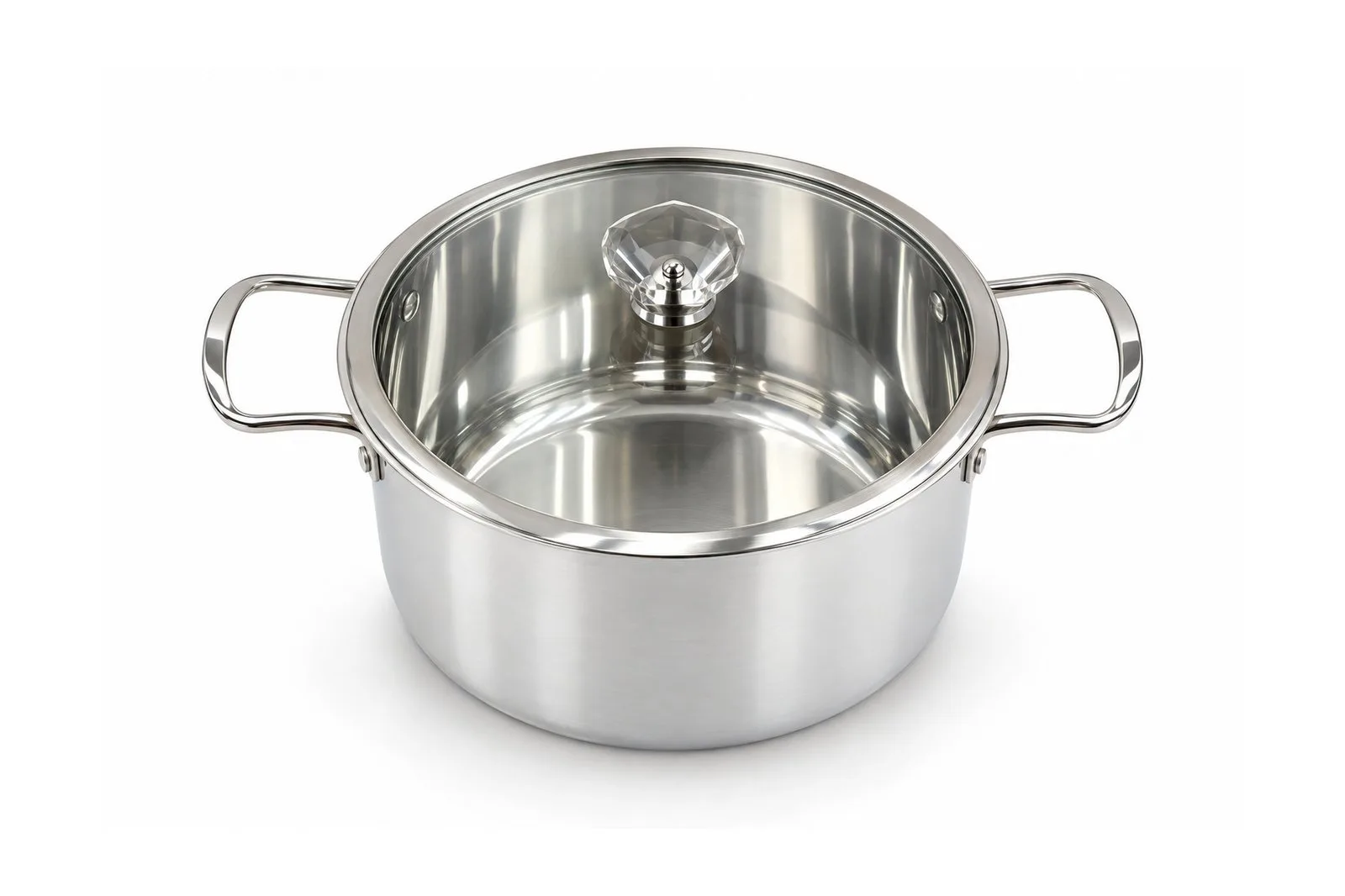 Stainless Steel Satin Finish Casserole with Glass Lid 20 cm – 3.4 L