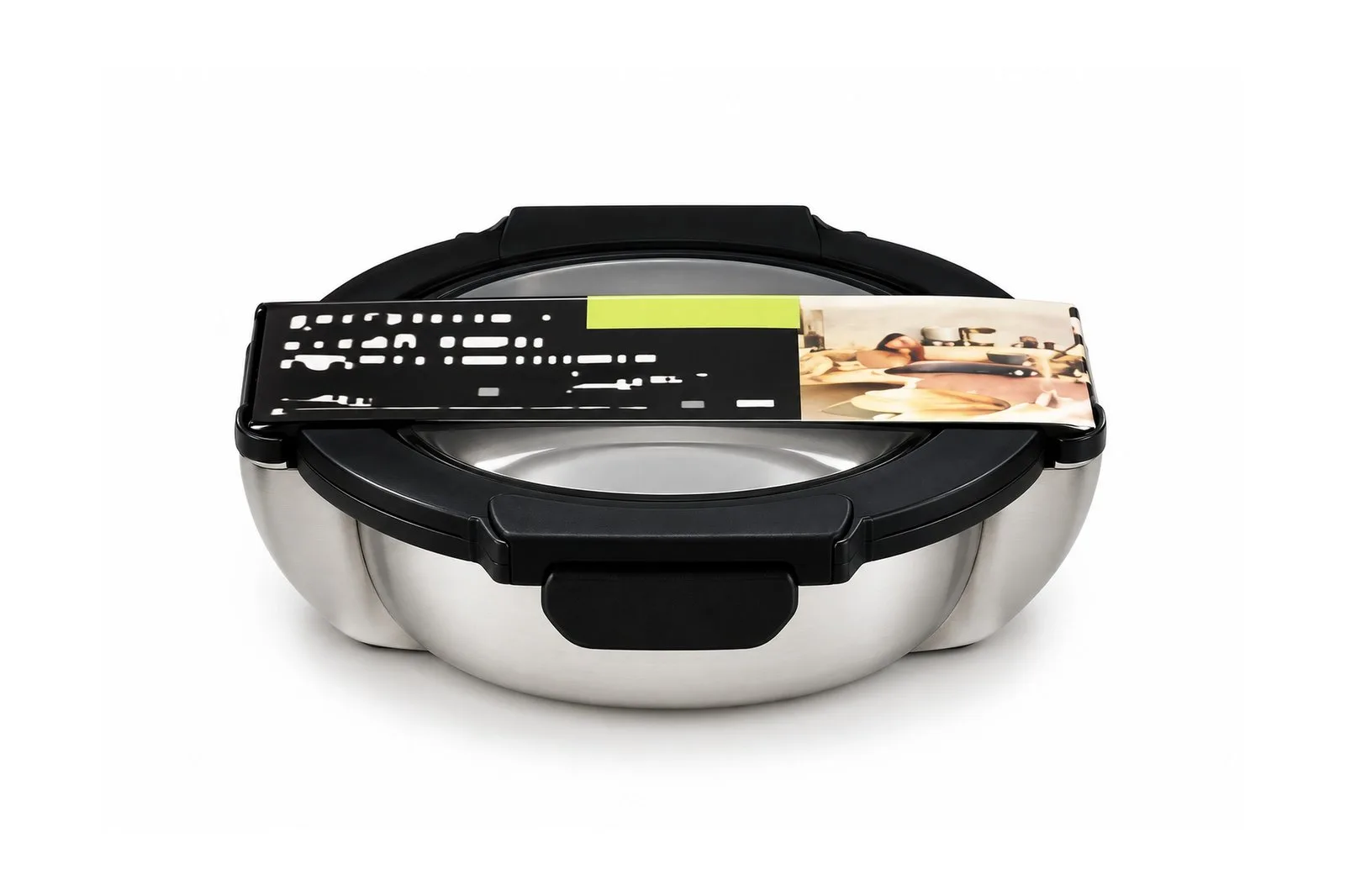 Stainless Steel 304 Food Container 1 L Glass Lid – Black Round
