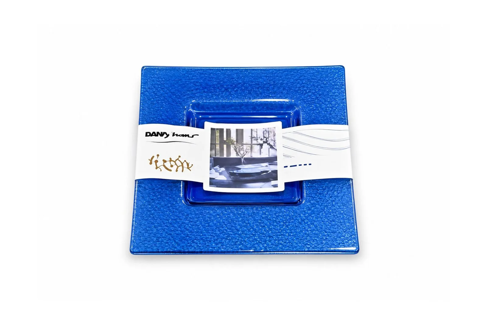 Square Glass Serving Plate 20 cm – Blue