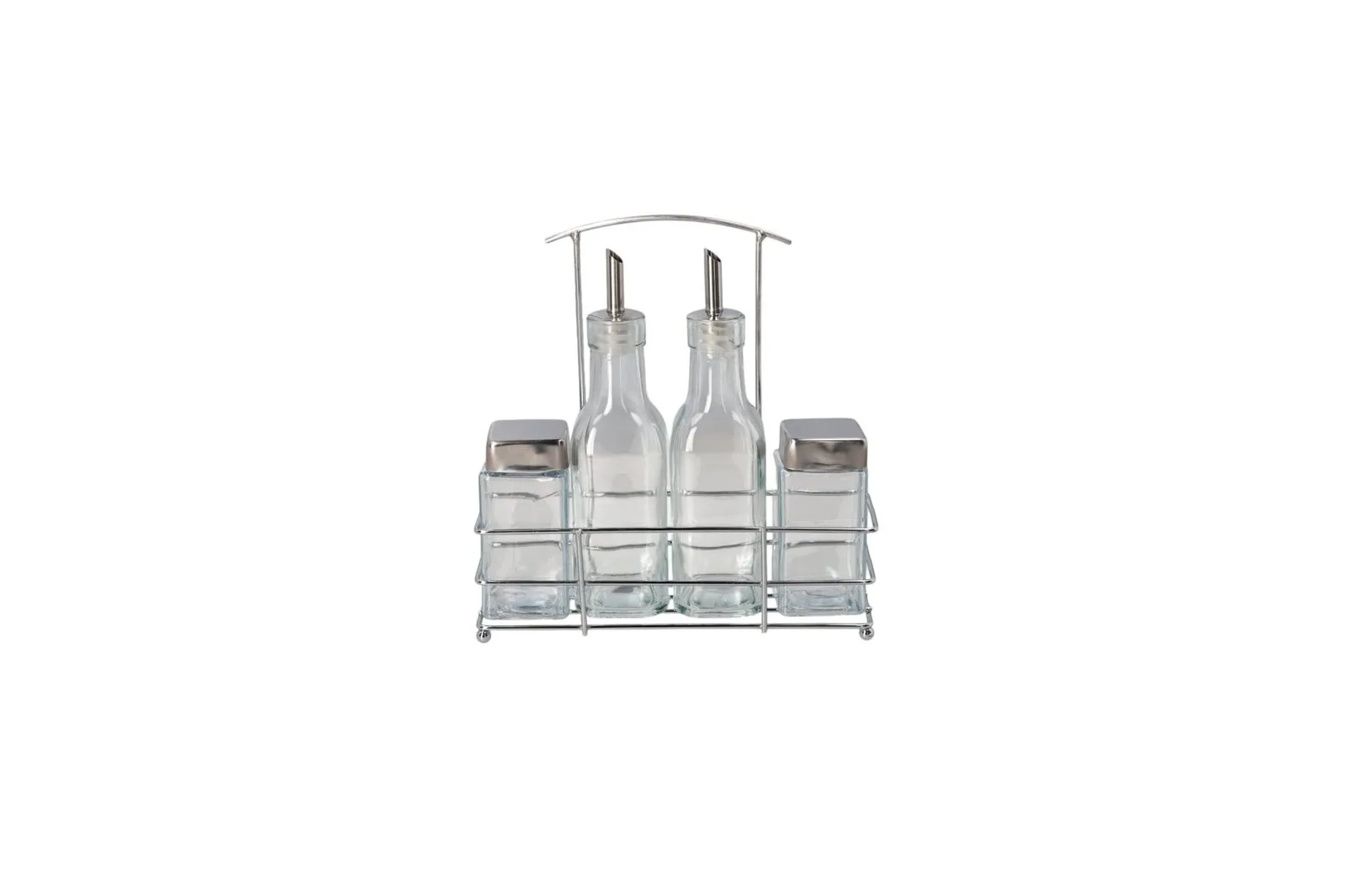 Oil Vinegar Salt and Pepper Set with Stand 5 Pcs