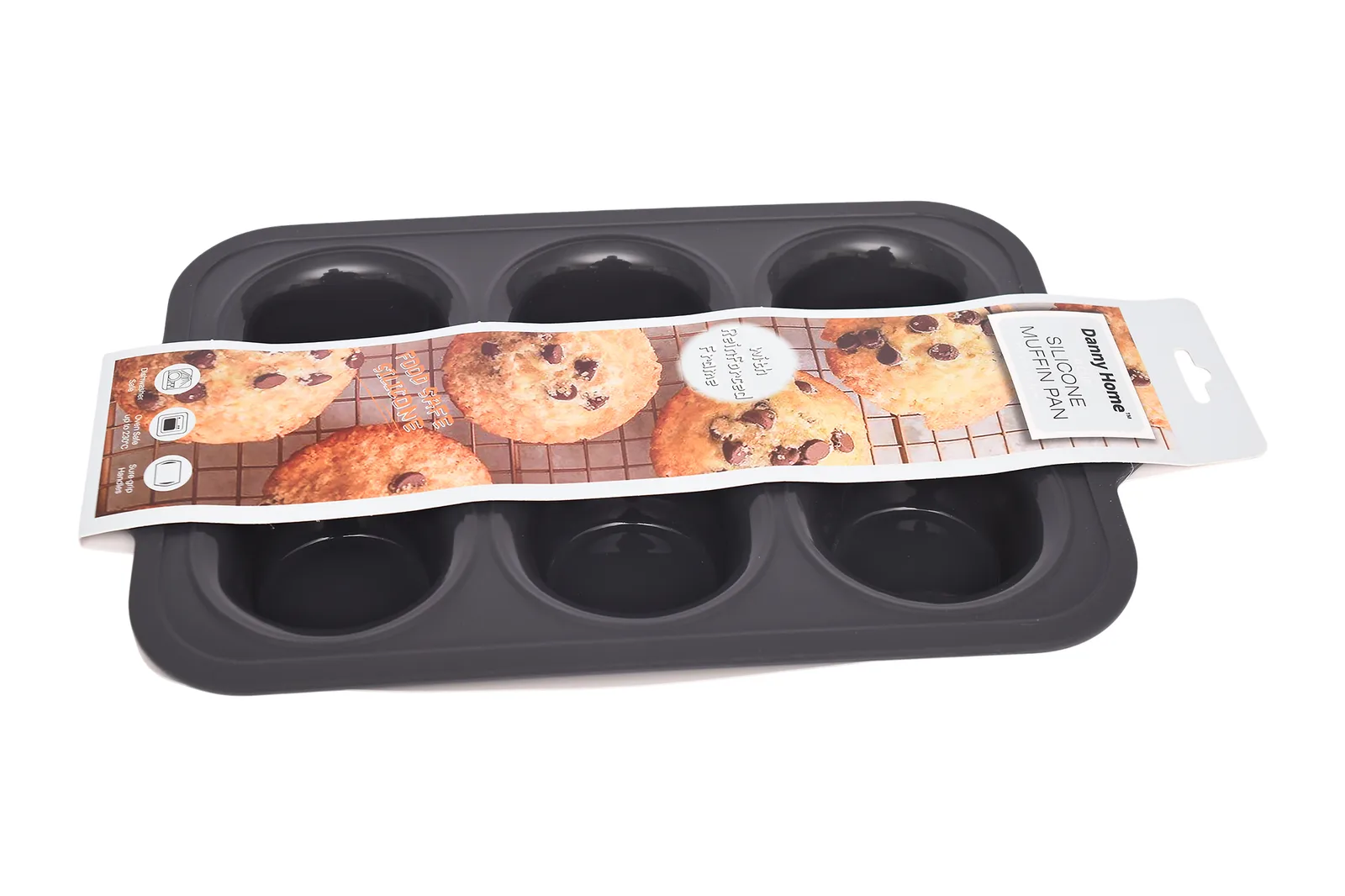 Silicone 6-Cup Jumbo Muffin Pan with Reinforced Frame – Grey