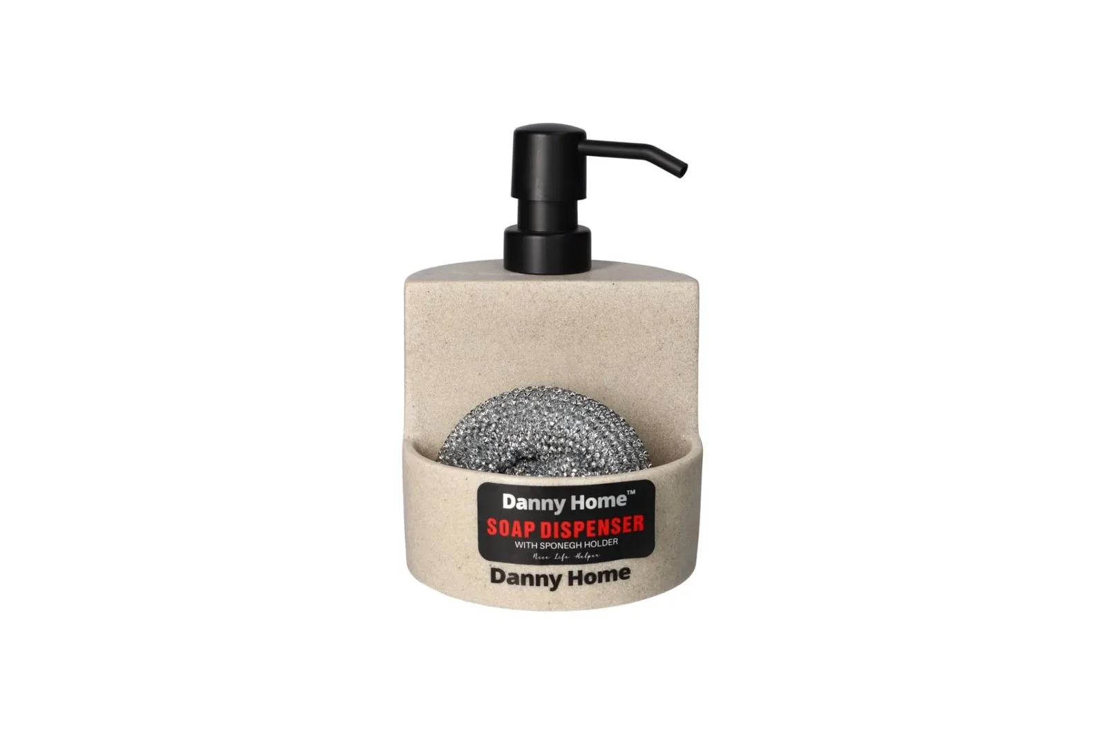 Speckled Poly Resin Soap Dispenser with Scourer Holder