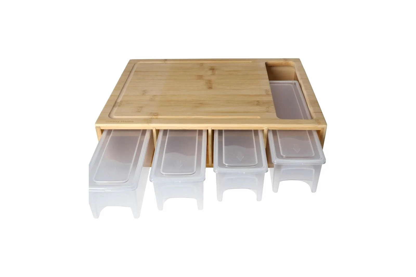 Bamboo Cutting Board with Food Containers 5 Pcs