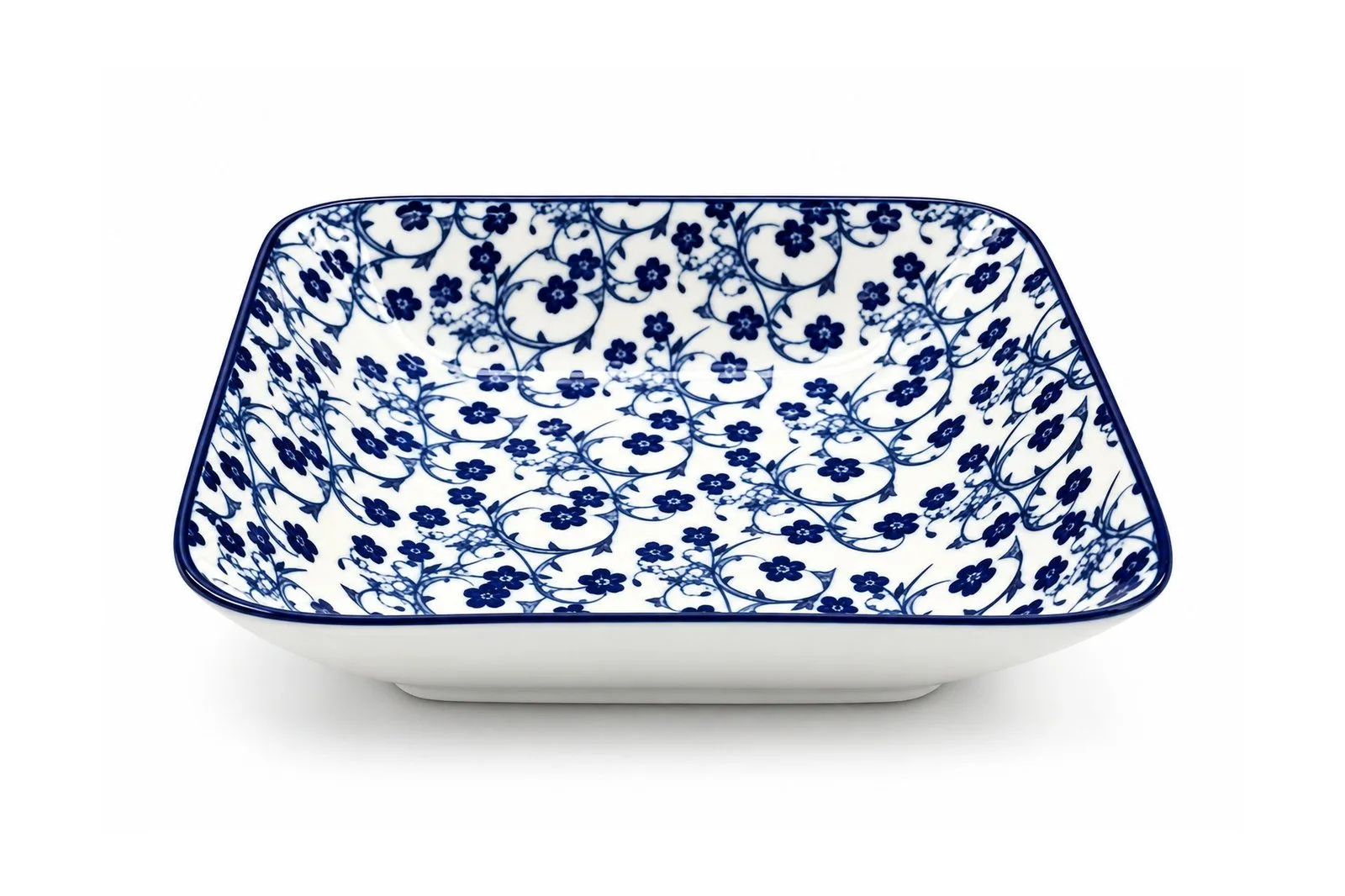 Porcelain Deep Plate 8″ – 20 cm – White & Blue Floral