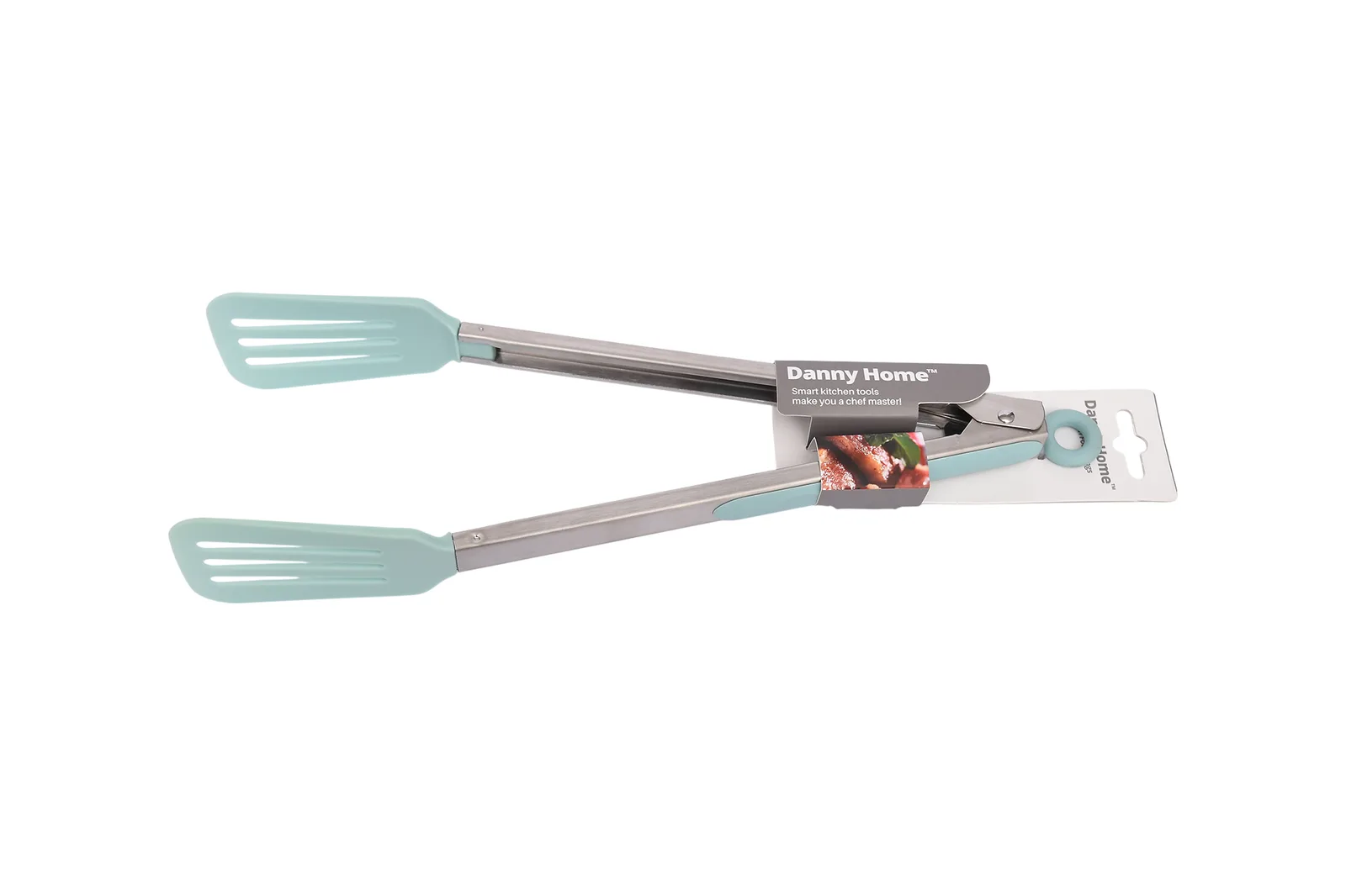 Nylon Flat Food Tongs with Stainless Steel Handle 34 cm – Mint Green