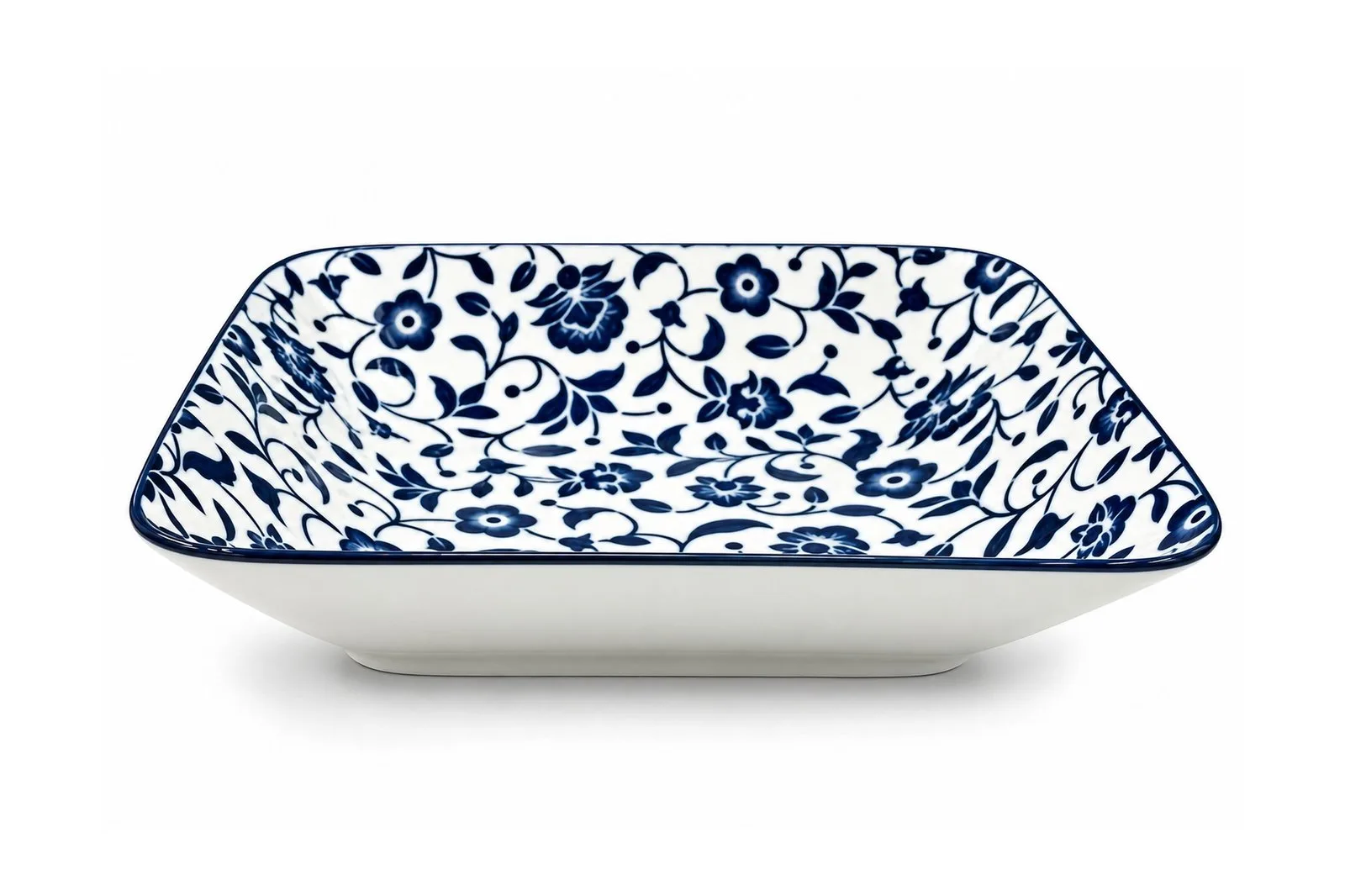 Porcelain Deep Plate 8″ – 20.5 cm – White & Blue Floral