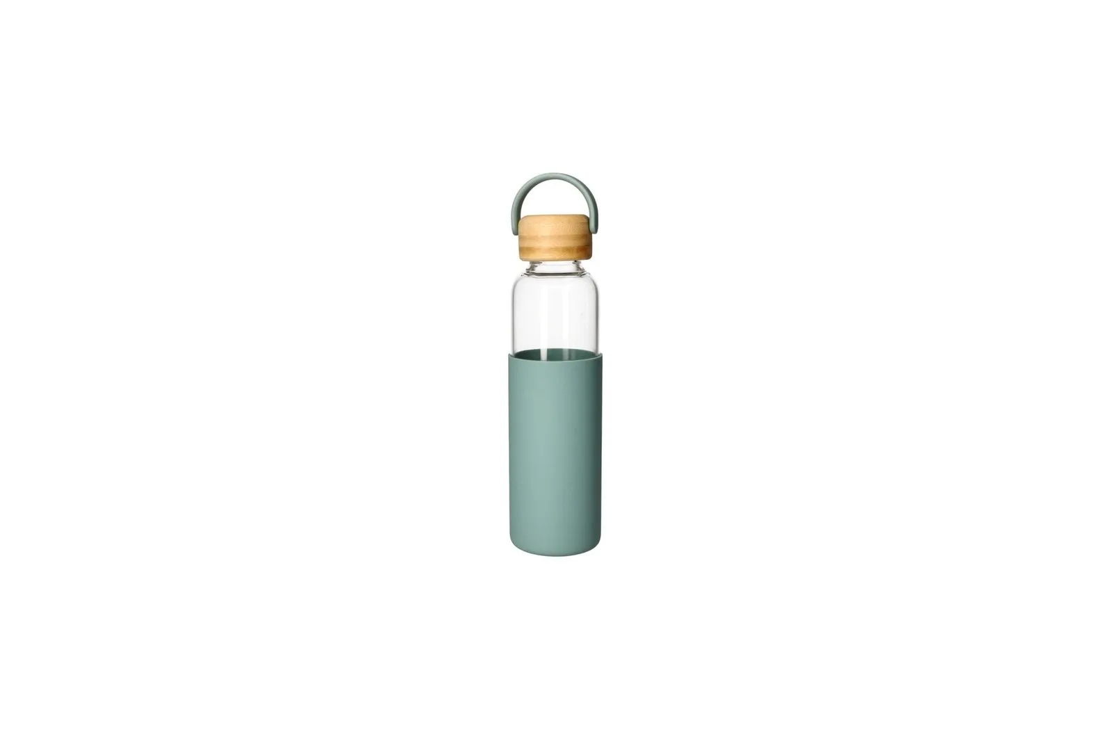 Borosilicate Glass Bottle with Handle and Bamboo Lid 550 ml