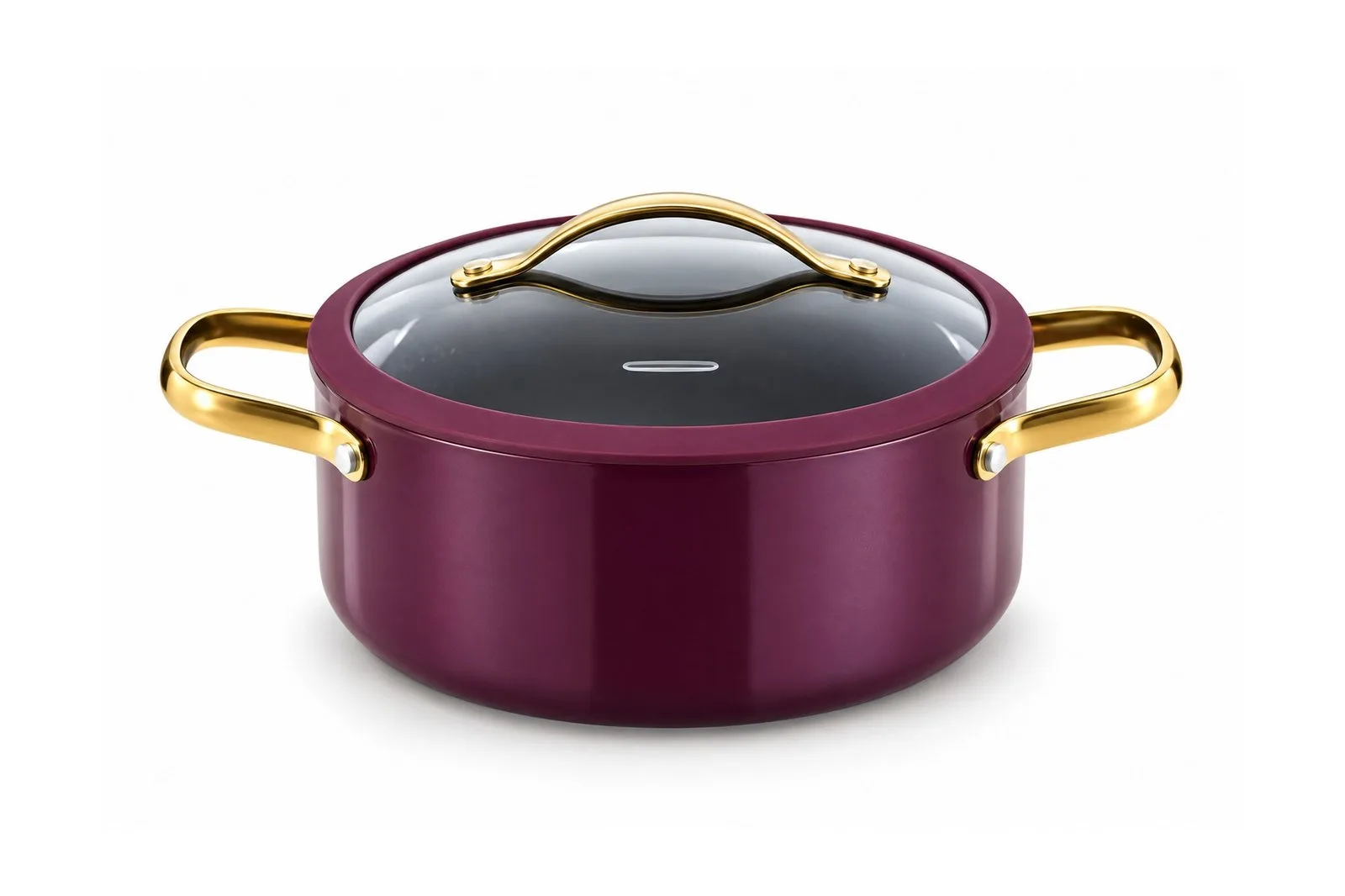 Non-Stick Aluminium Casserole with Glass Lid 22 cm 3.6 L – Purple