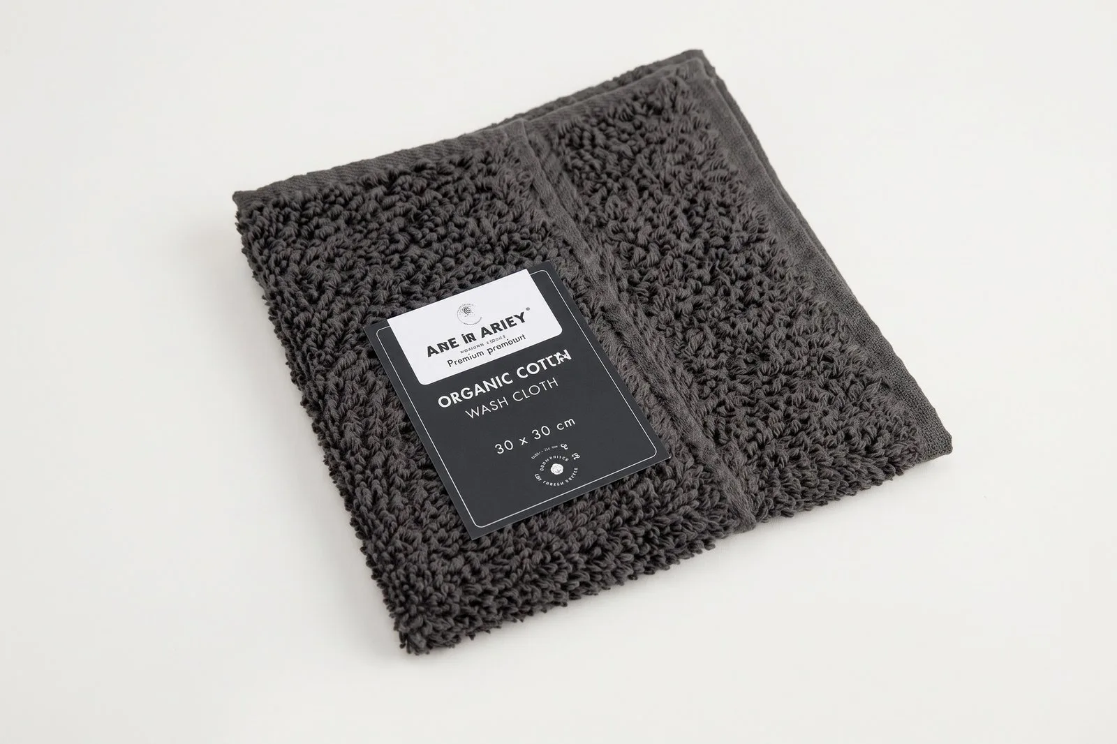 100% Cotton Hand Towel 30×30 cm – Charcoal Melange