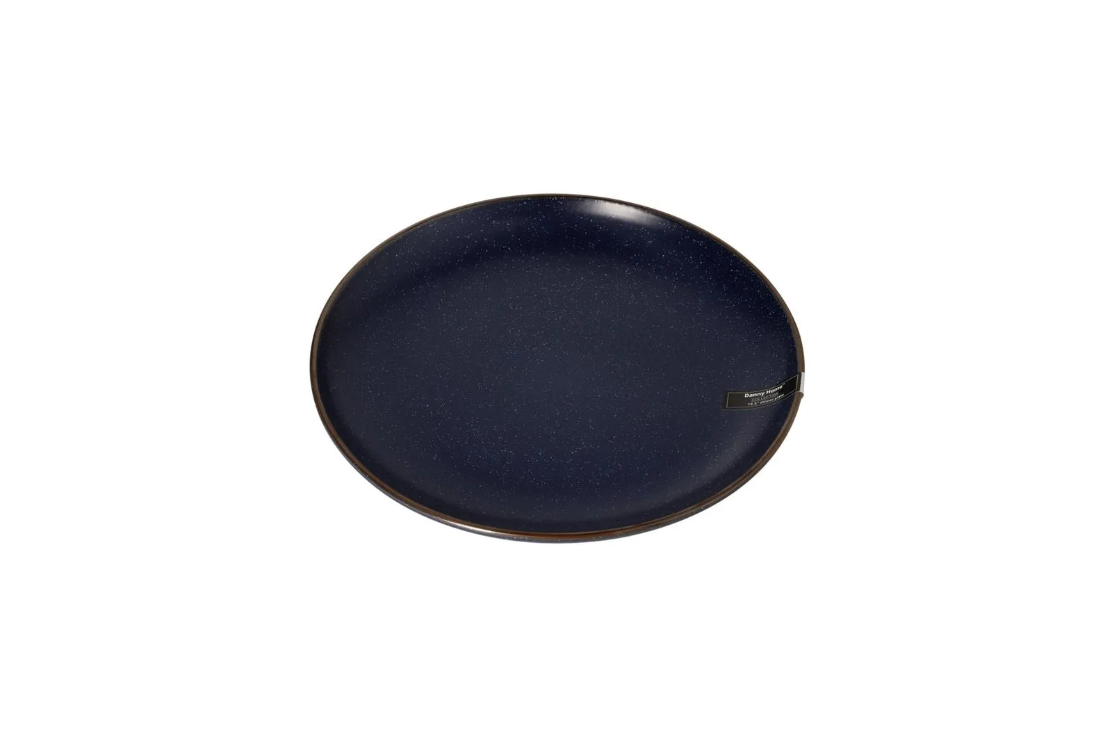 Porcelain Speckled Blue Dinner Plate with Bronze Rim