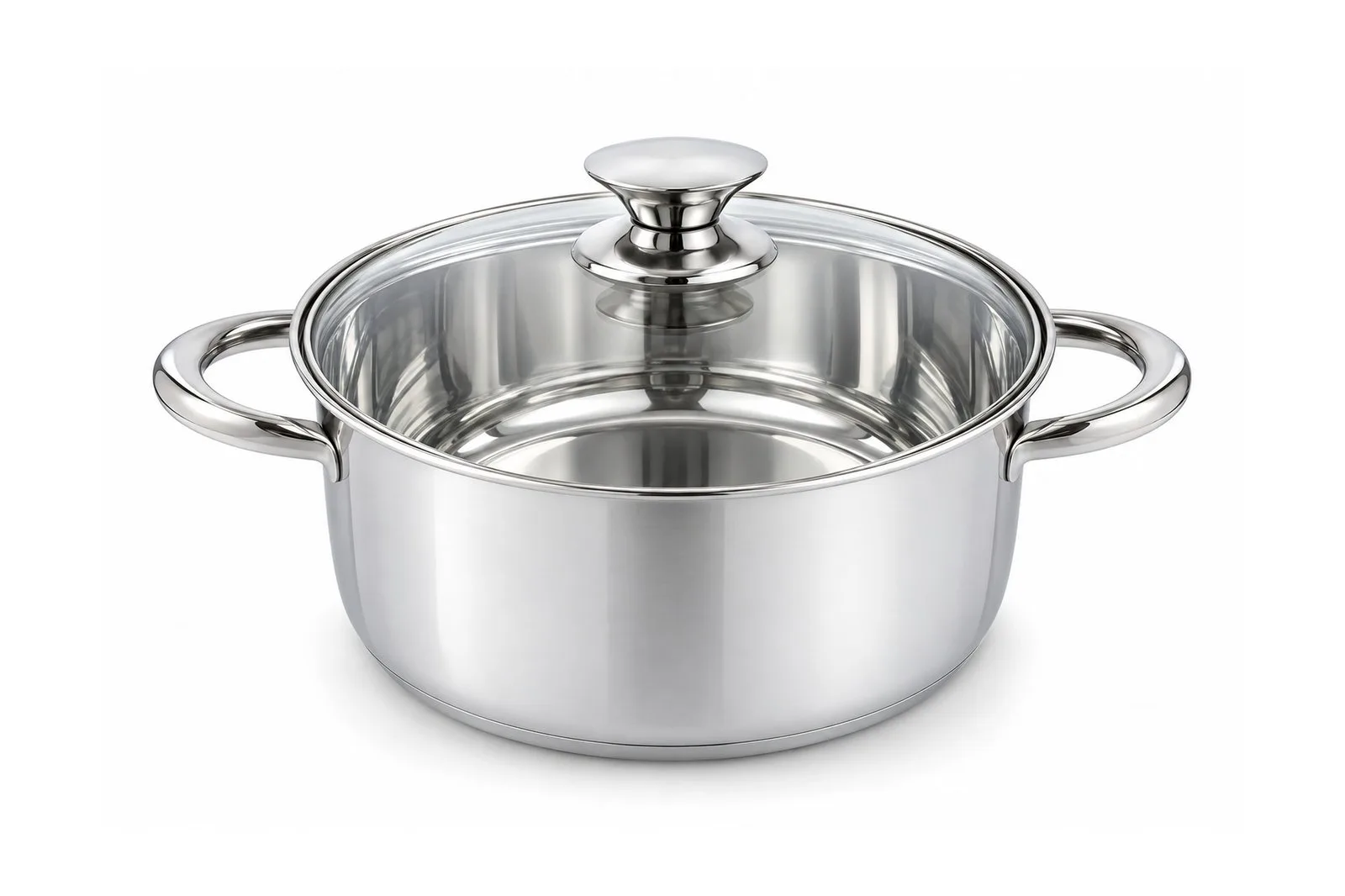 Stainless Steel Flower Knob Casserole with Glass Lid 22 cm – 4.5 L