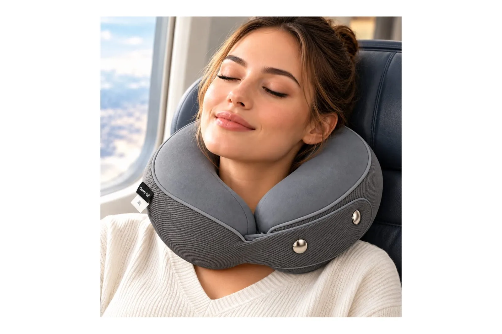 Memory Foam Travel Neck Pillow Grey