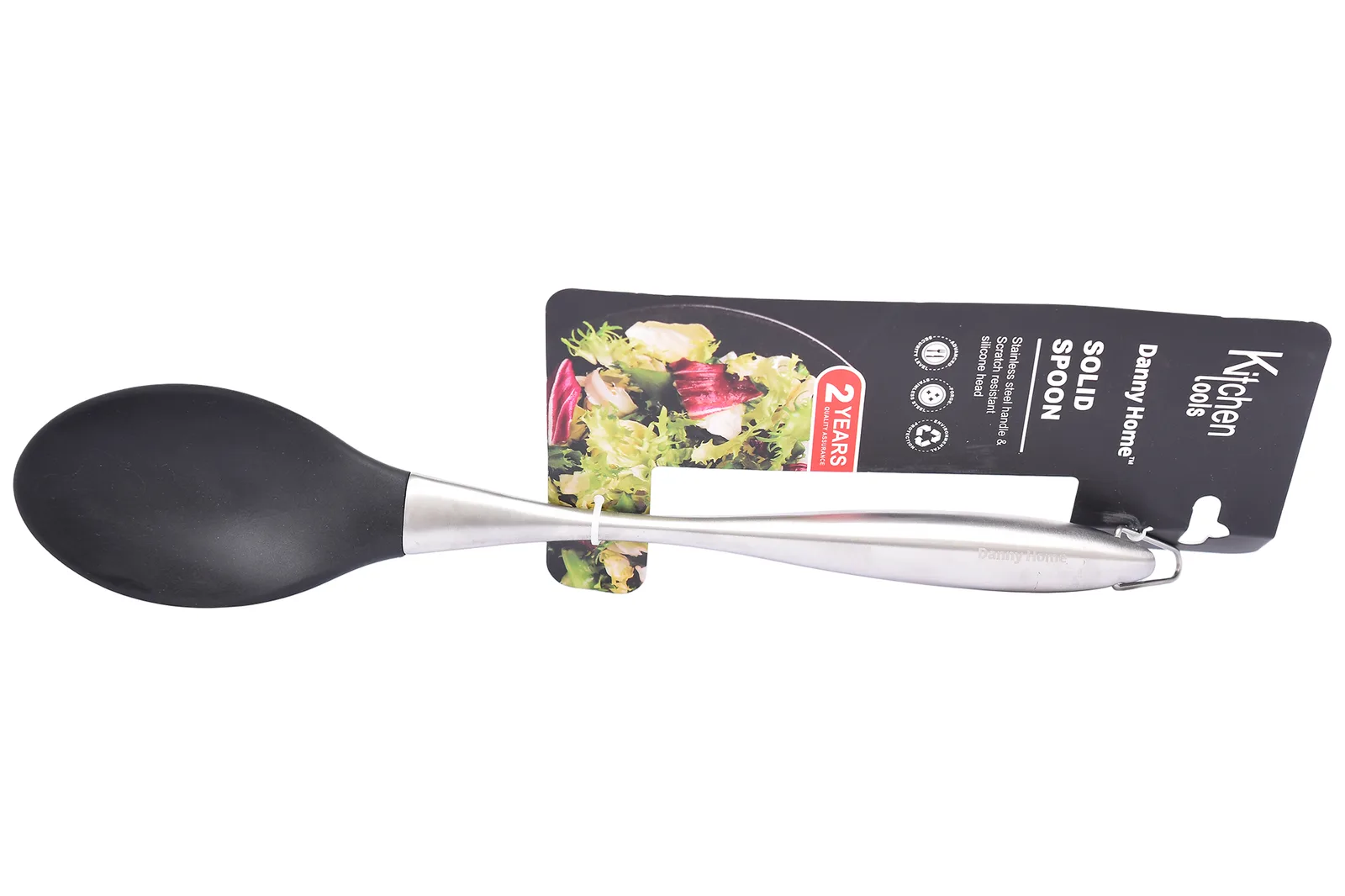 Silicone Cooking Spoon with Stainless Steel Handle 32 cm – Black