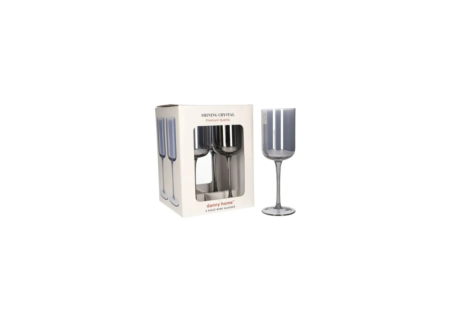 Black Crystal Goblet Glasses Set 4 Pcs 350 ml