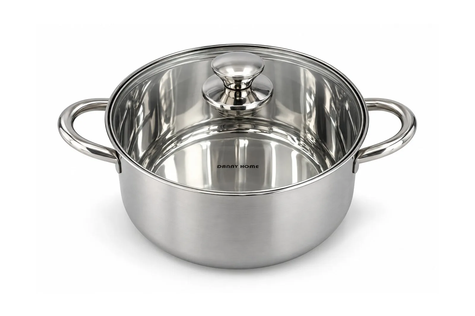 Stainless Steel Flower Knob Casserole with Glass Lid 20 cm – 3.4 L