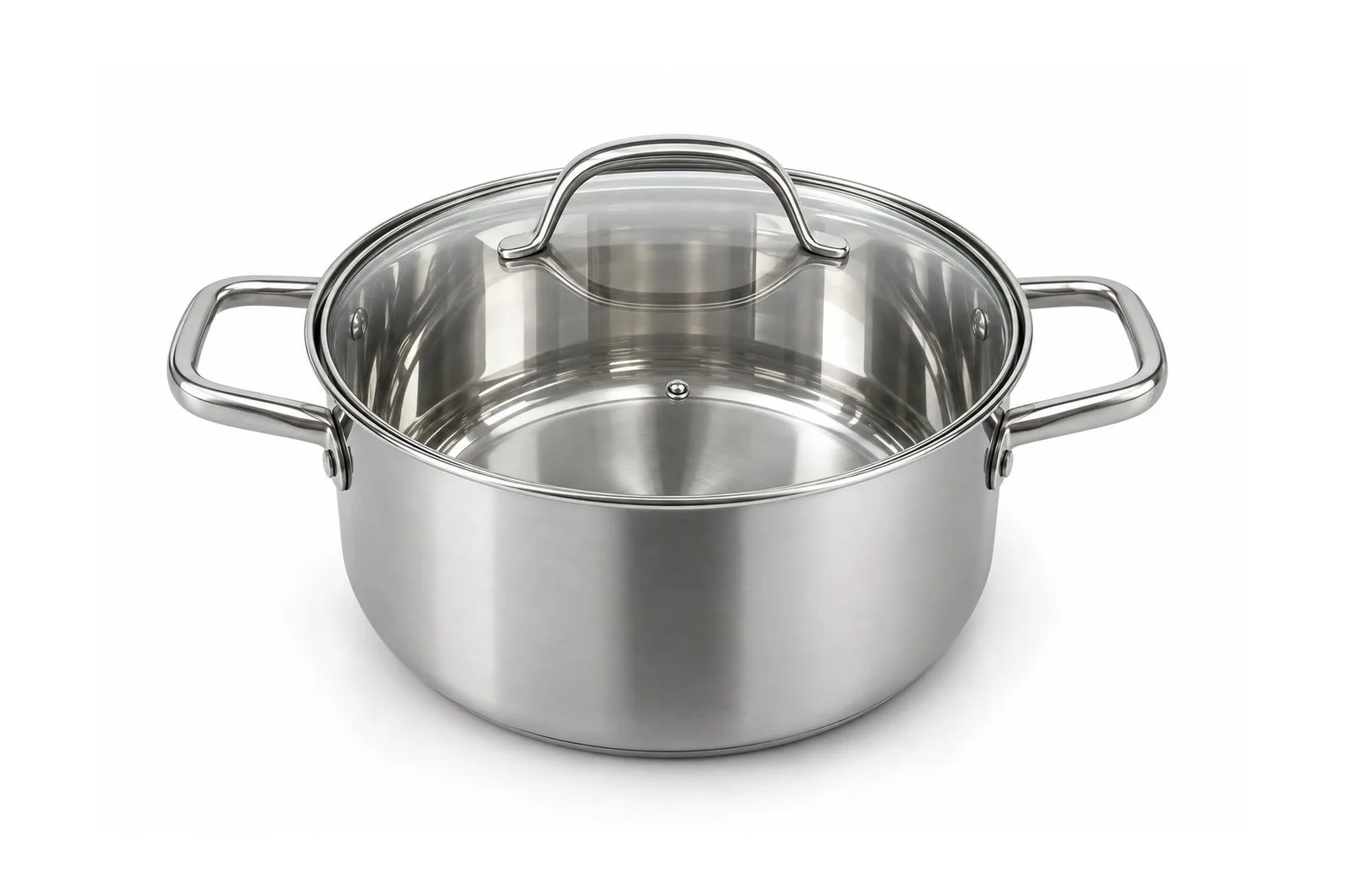 Stainless Steel Straight-Wall Casserole with Glass Lid 20 cm – 3.4 L