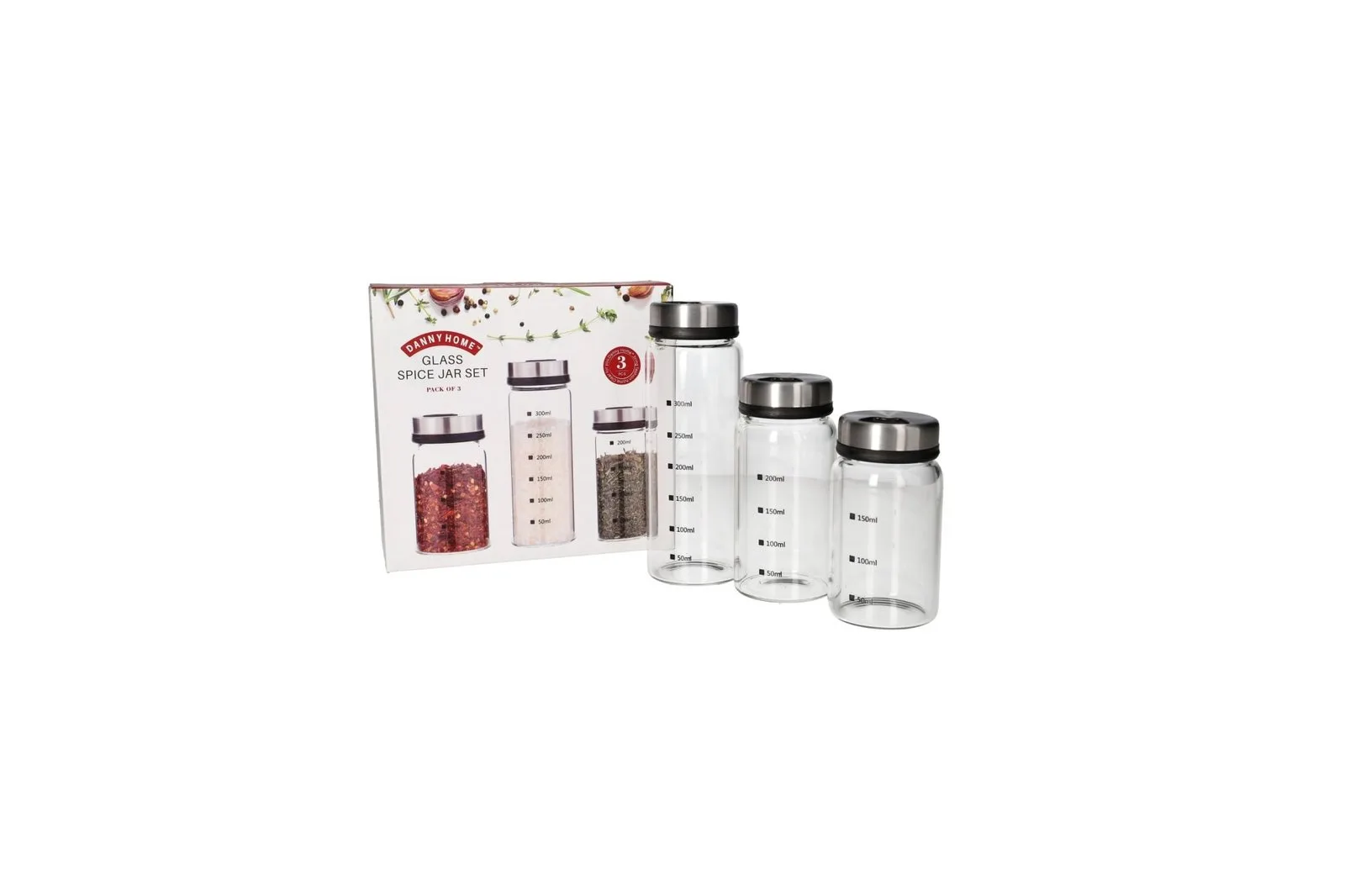 Glass Spice Jars Set 3 Pcs